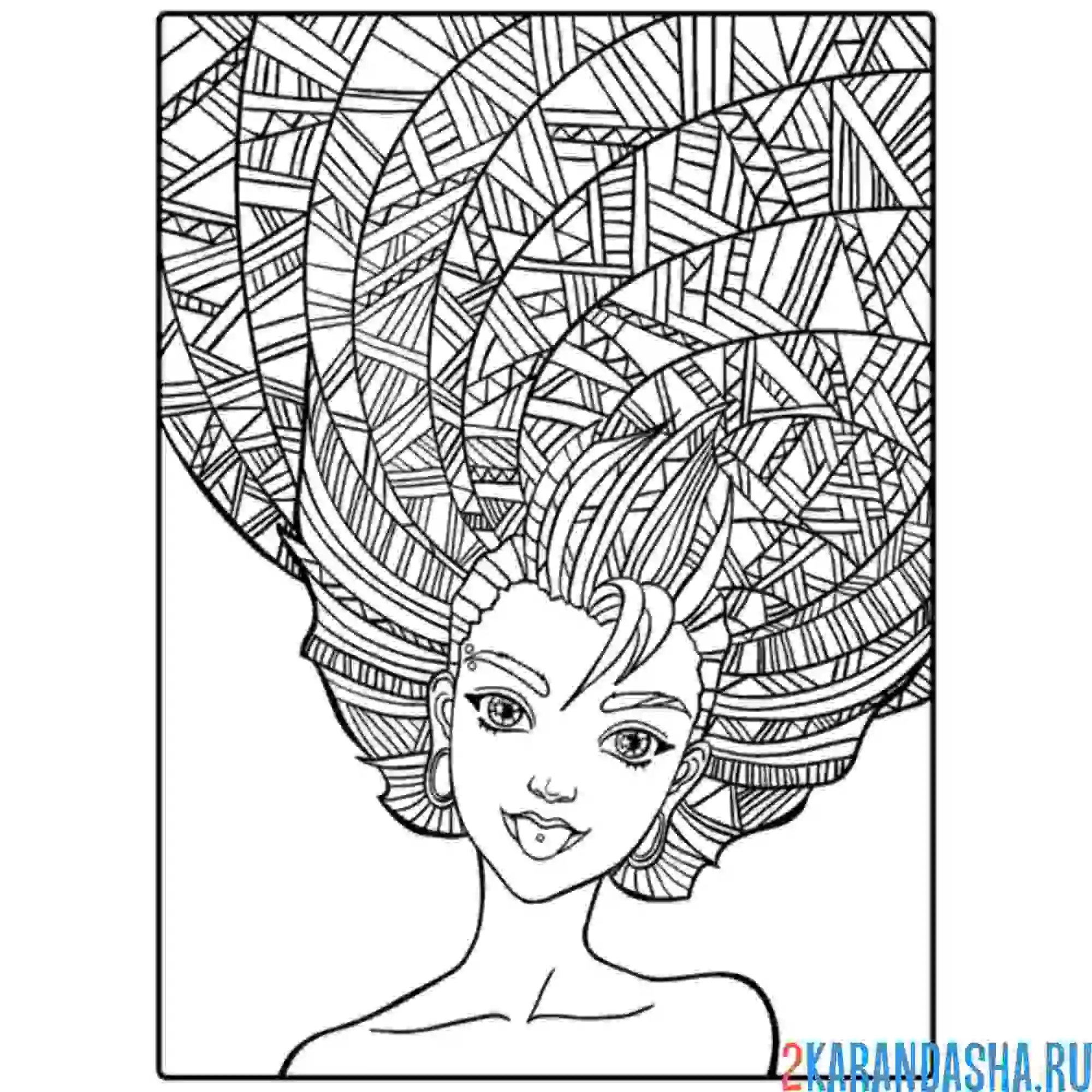 Раскраска девушка арт-терапия