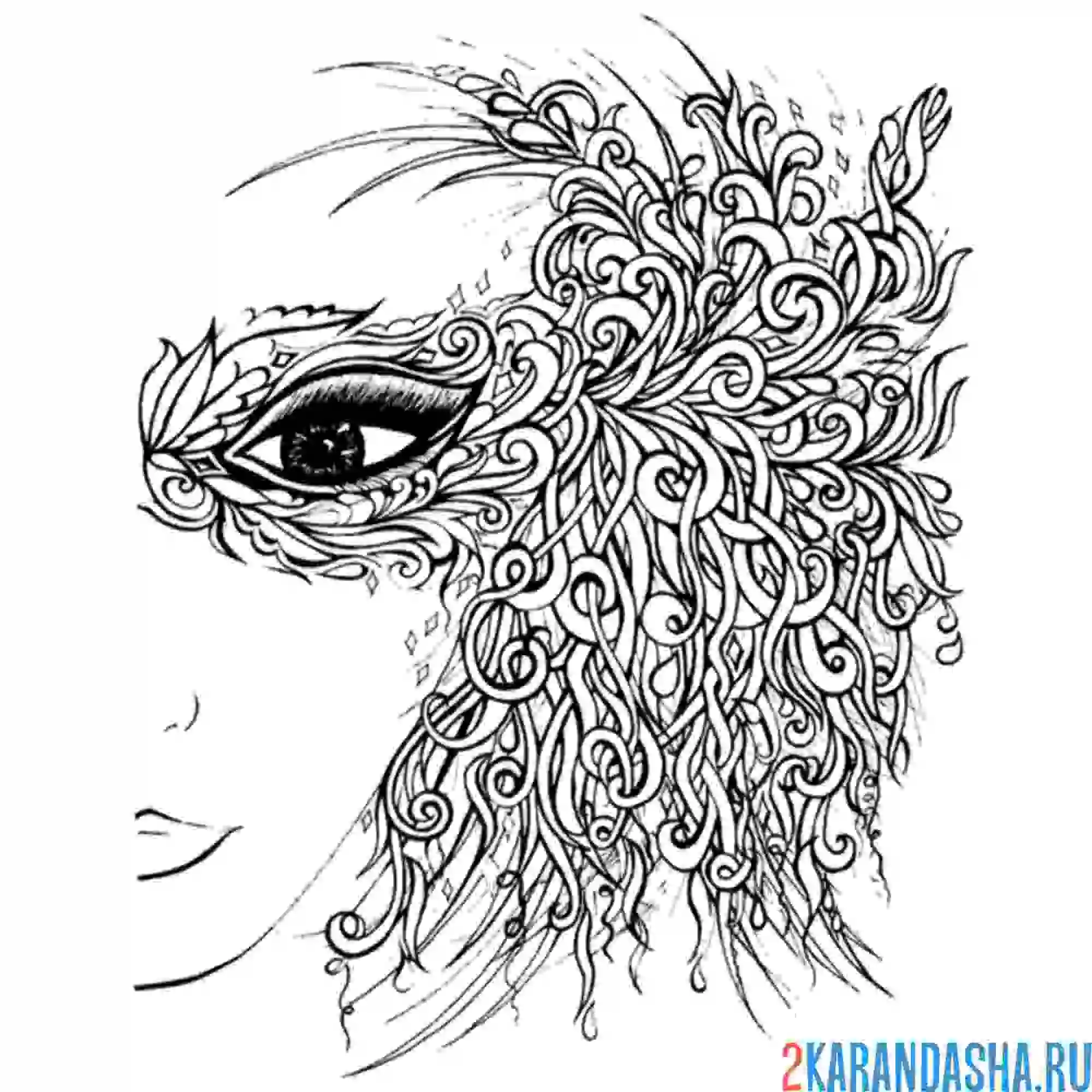 Раскраска маска жар-птицы