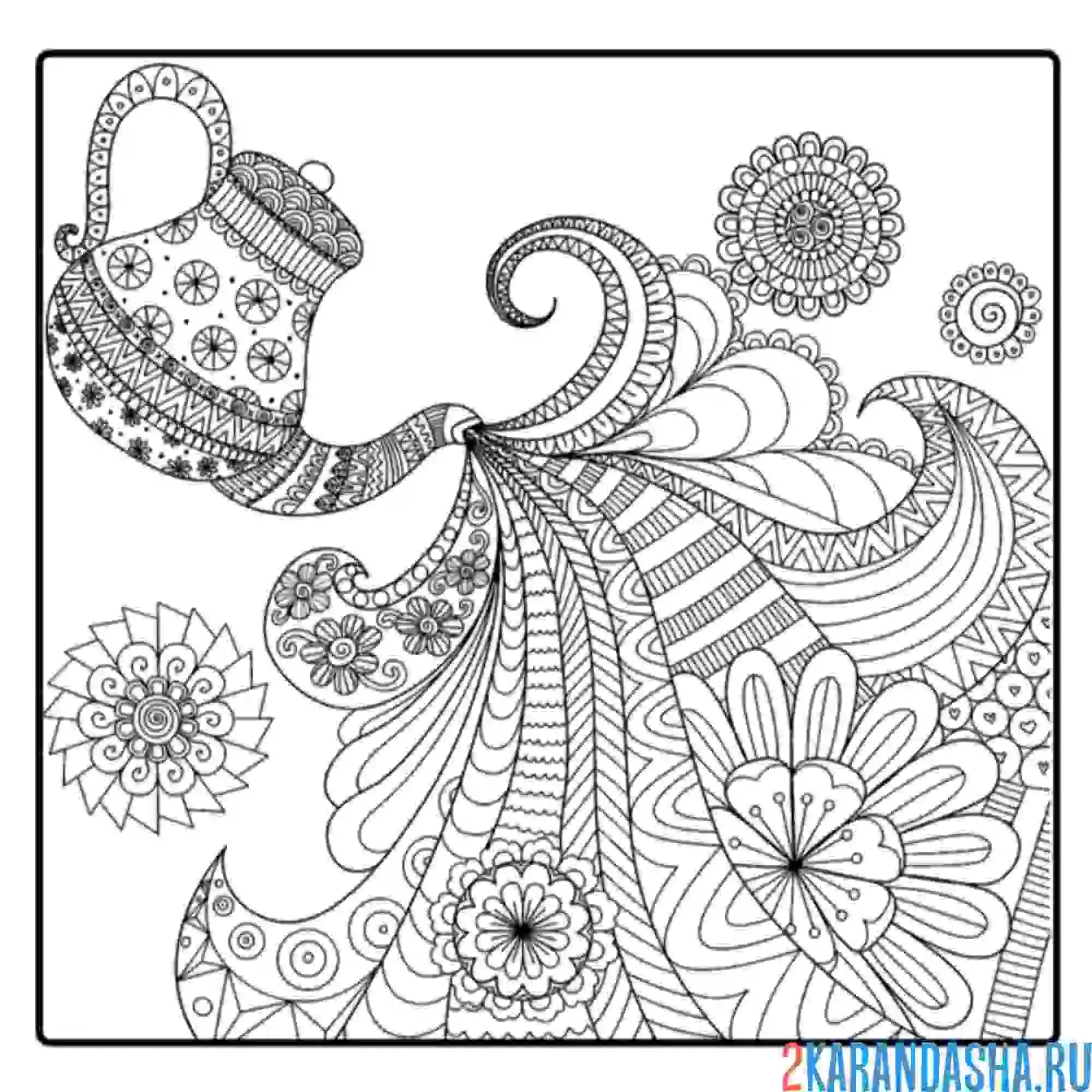 Раскраска чайник арт-терапия