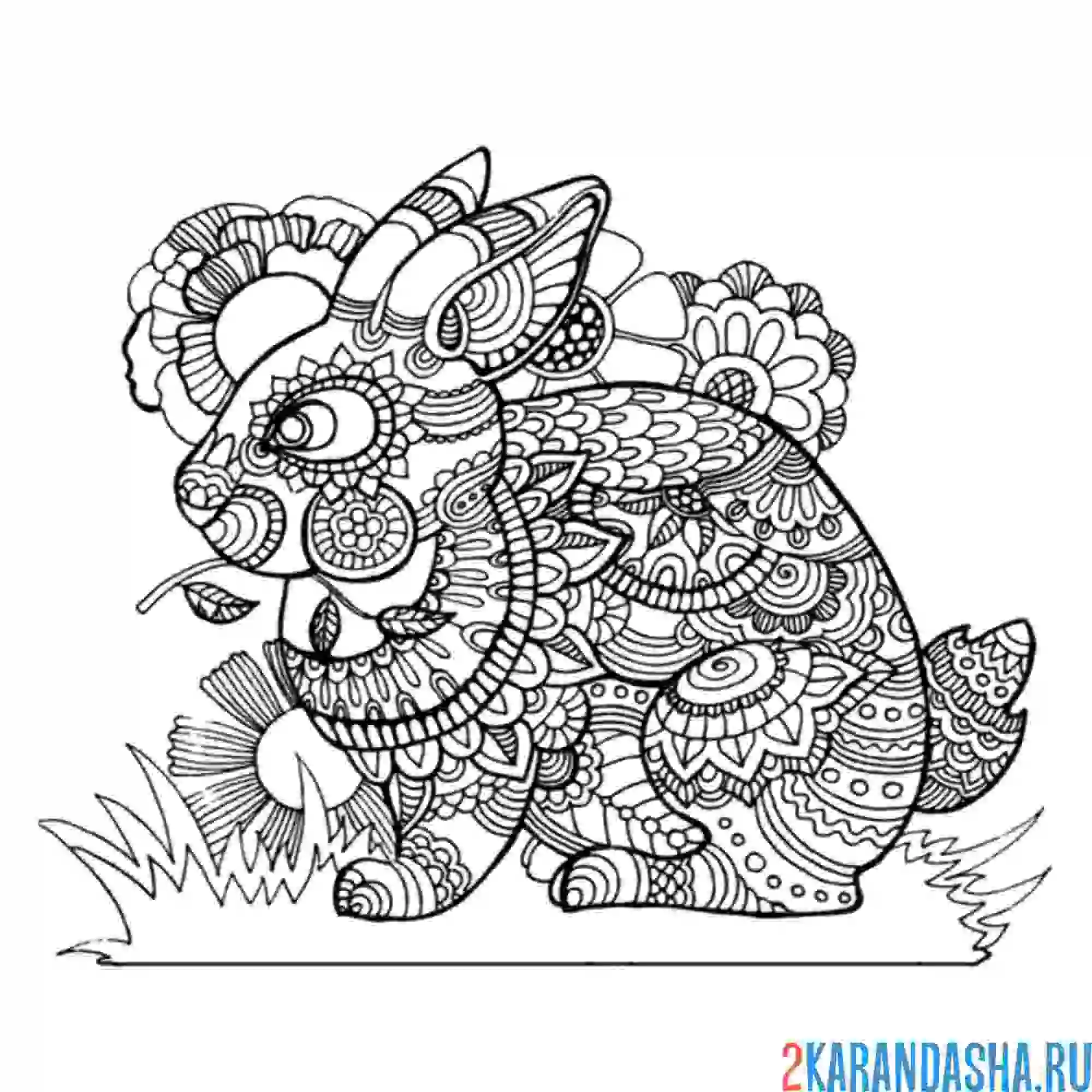 Раскраска зайчик арт