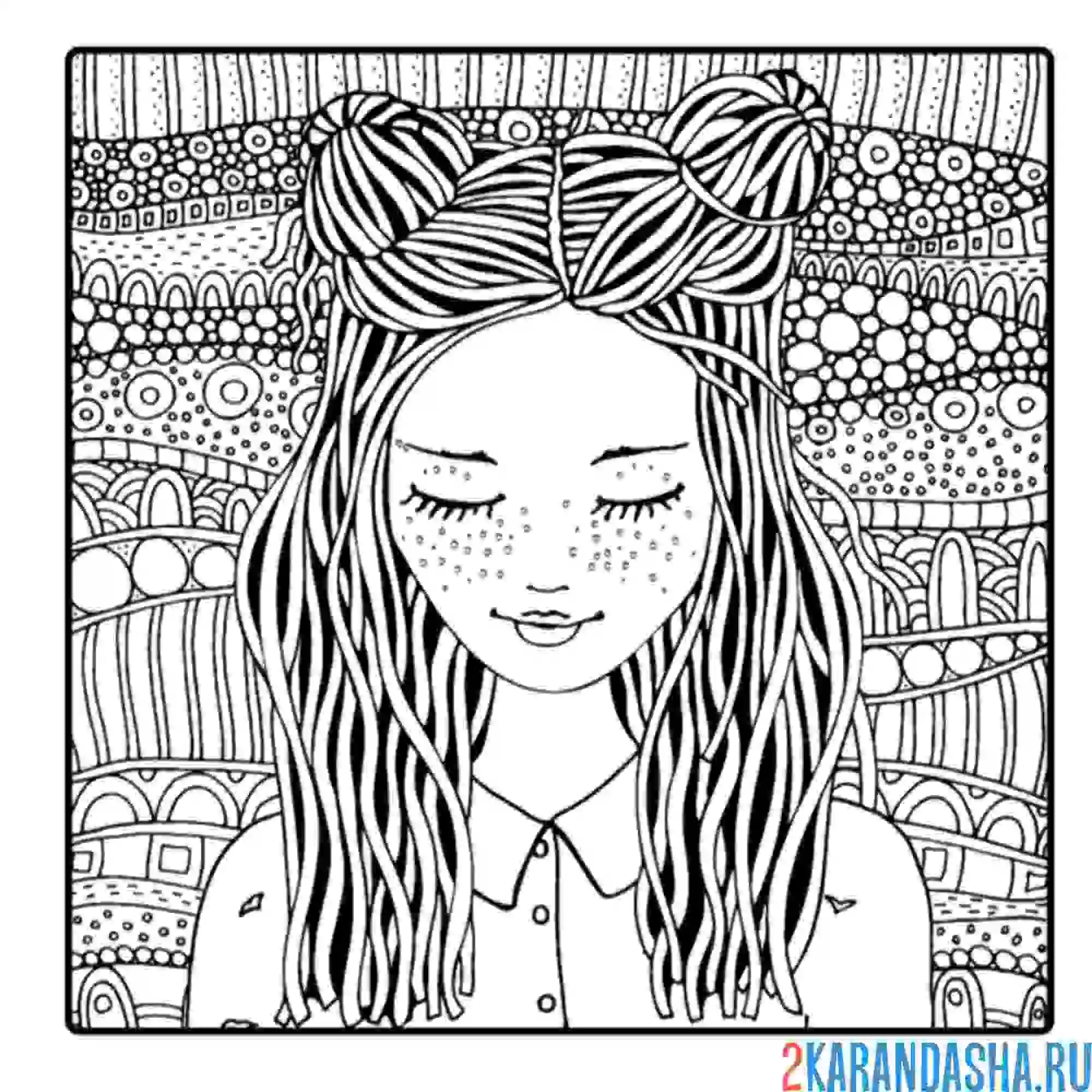 Раскраска школьница арт-терапия
