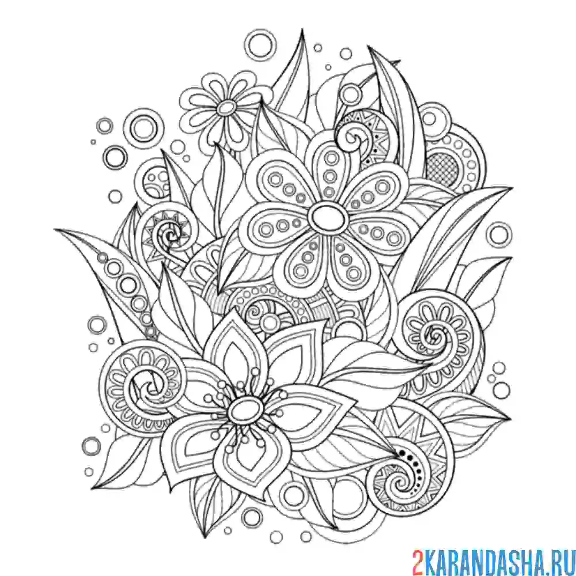 Раскраска цветочная терапия