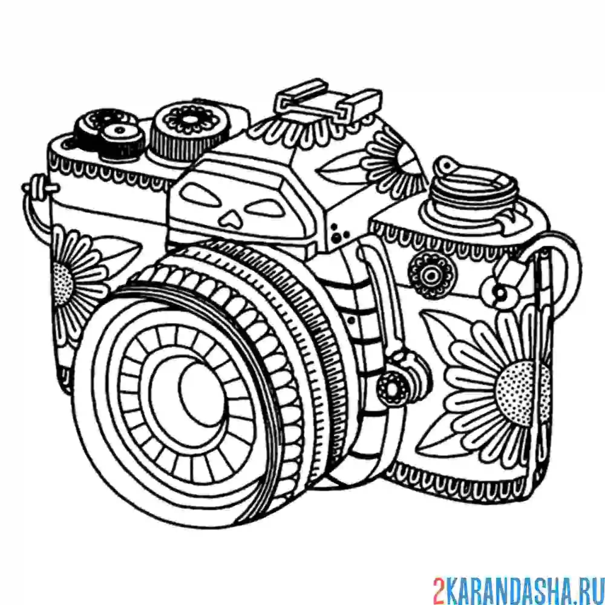 Раскраска фотоаппарат арт-терапия