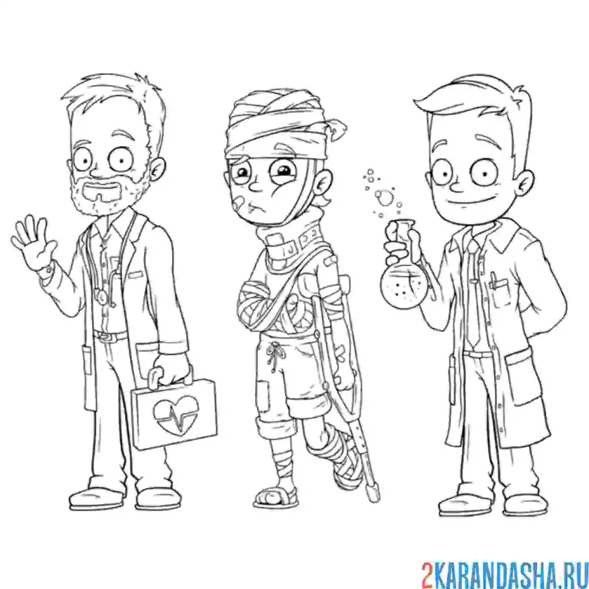 Раскраска зомби без врача