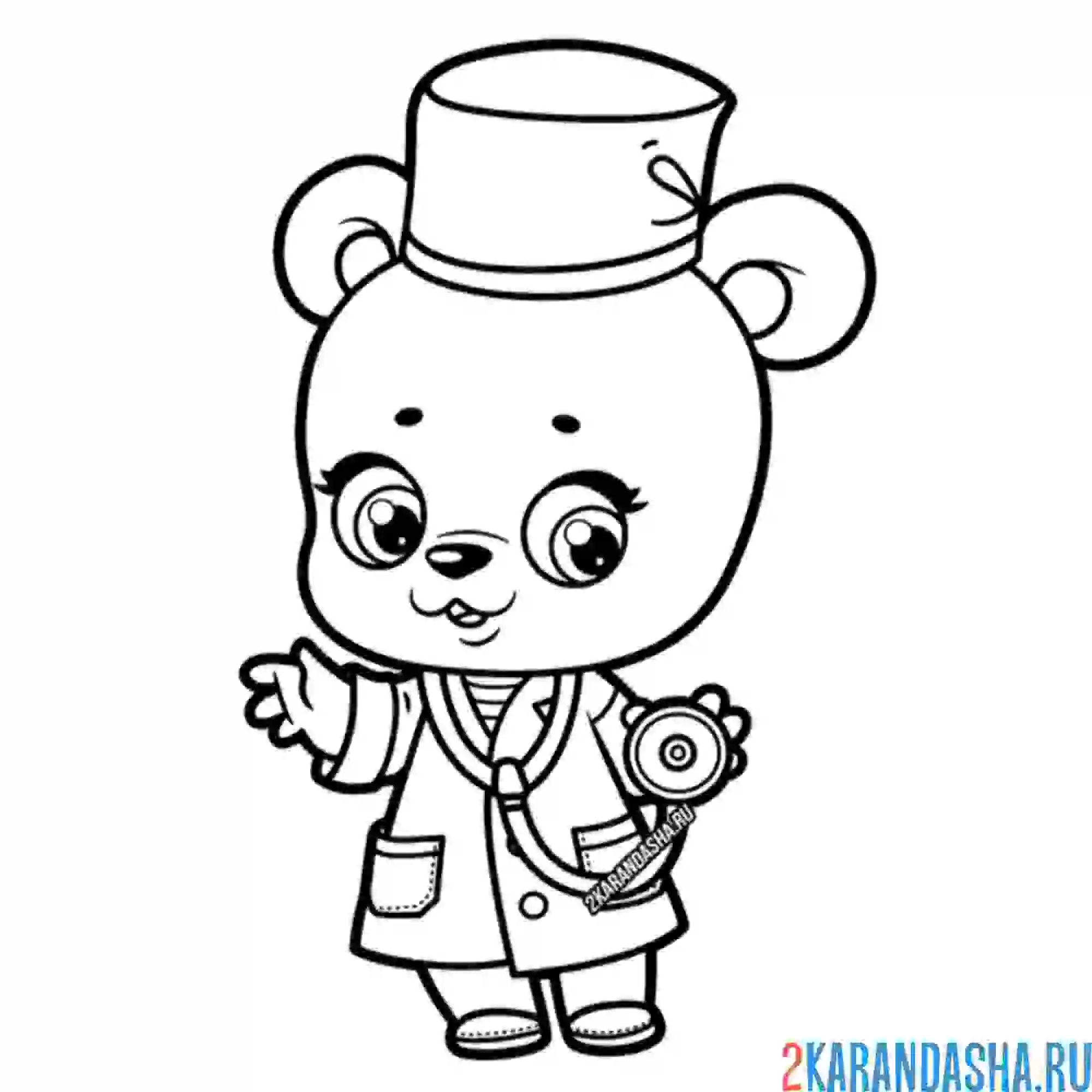 Раскраска мишка врач