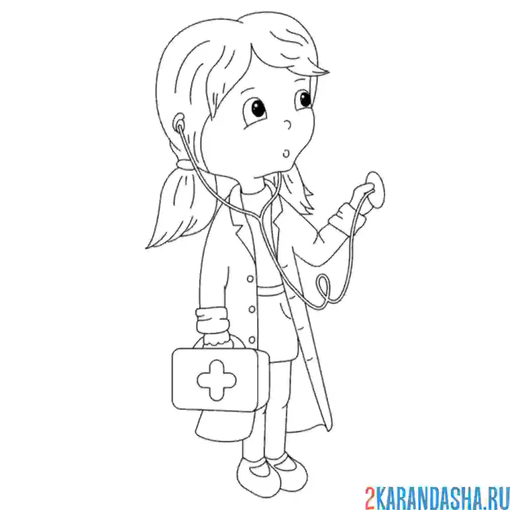 Раскраска доктор слушает