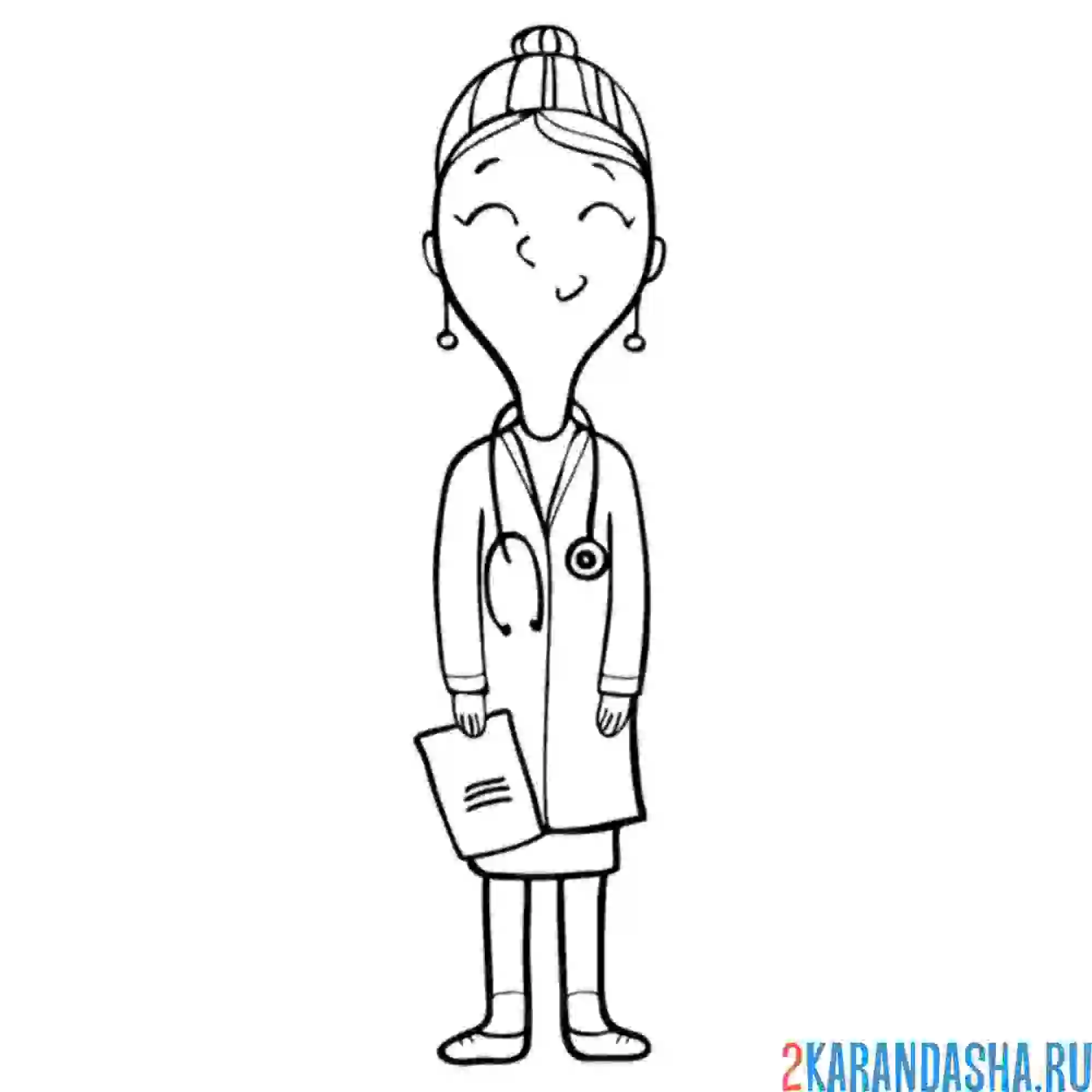 Раскраска девушка врач