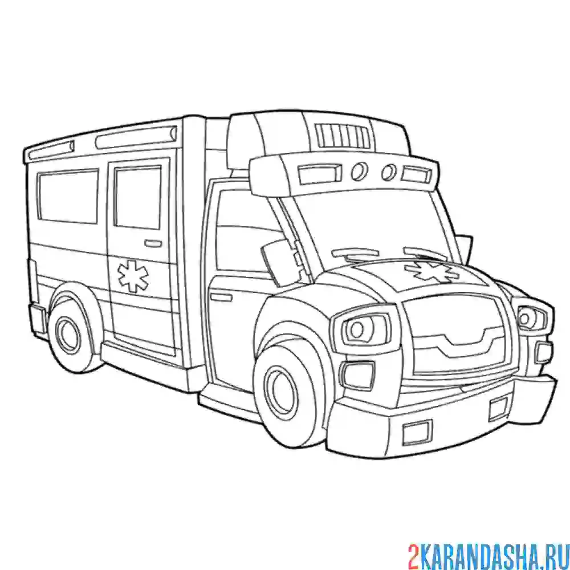 Раскраска скорая помощь машина