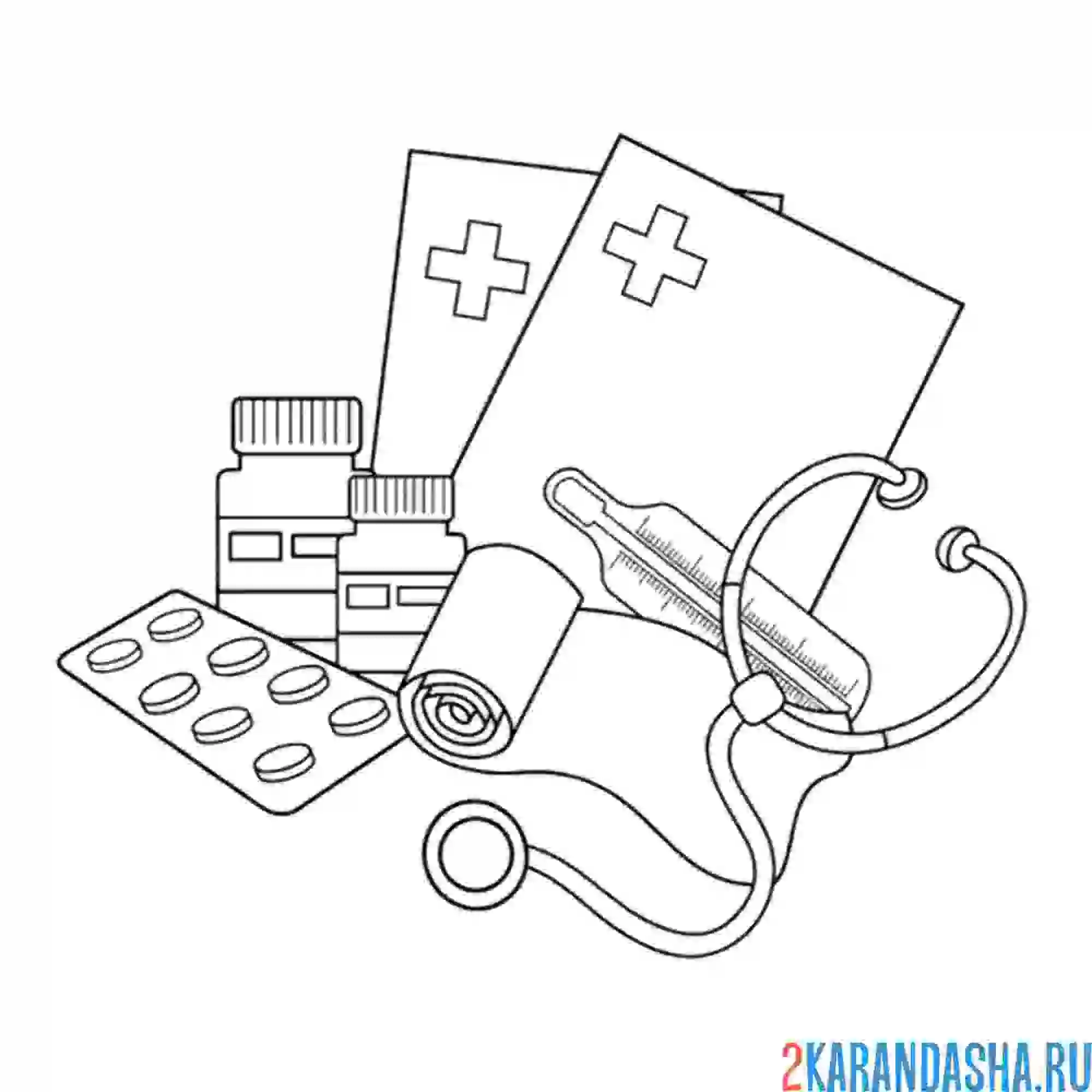 Раскраска лекарства доктора