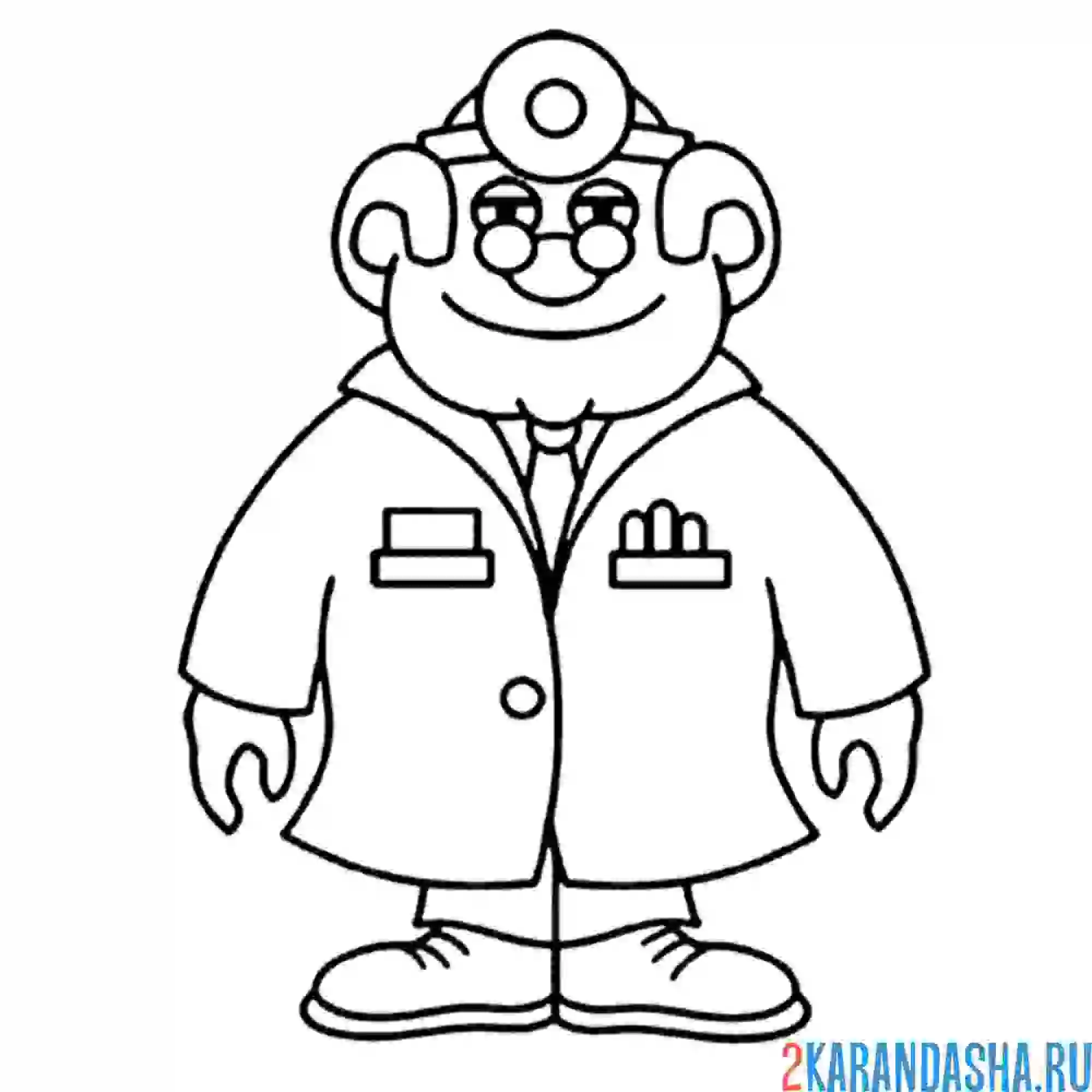 Раскраска ухо-горло-нос врач