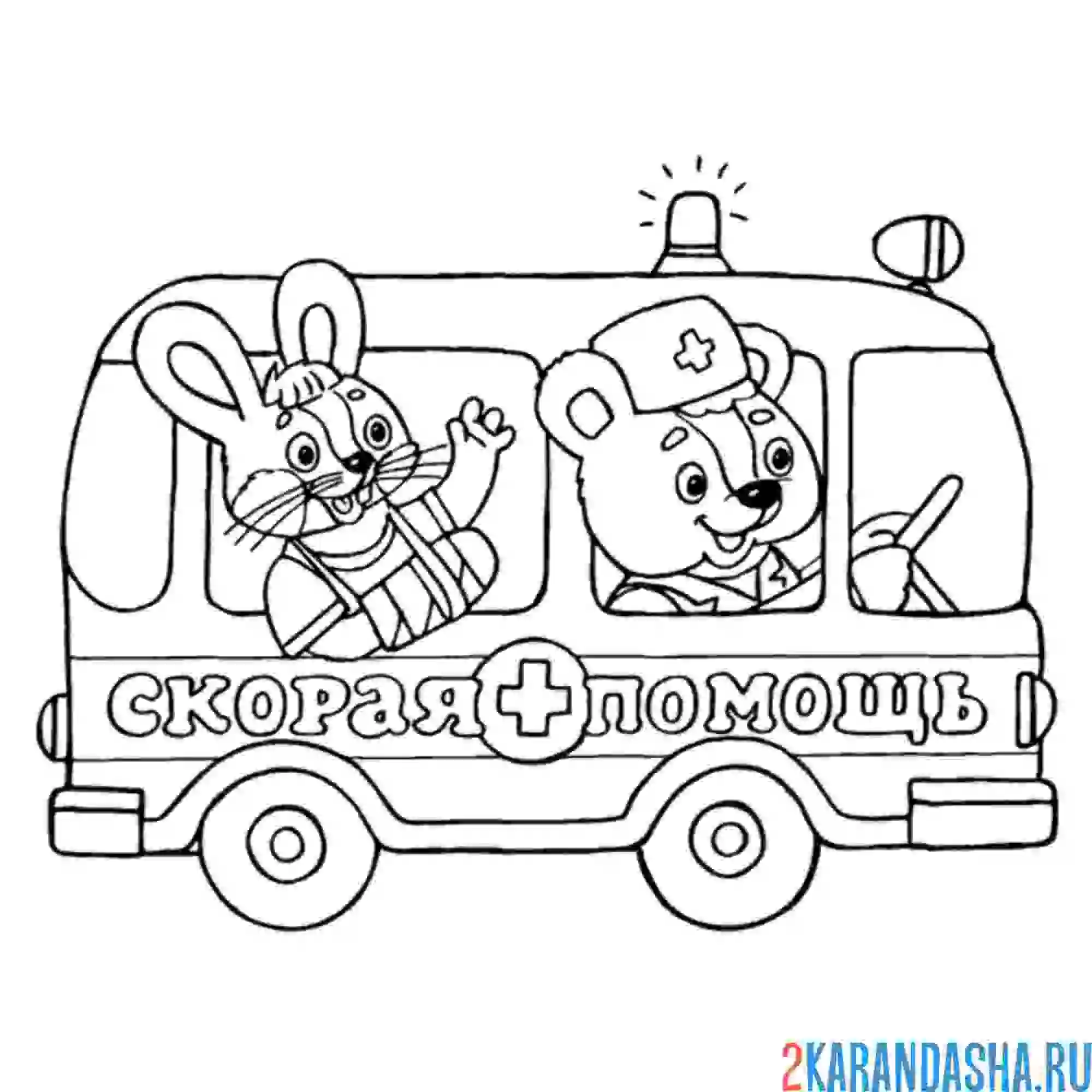 Раскраска животные на скорой помощи