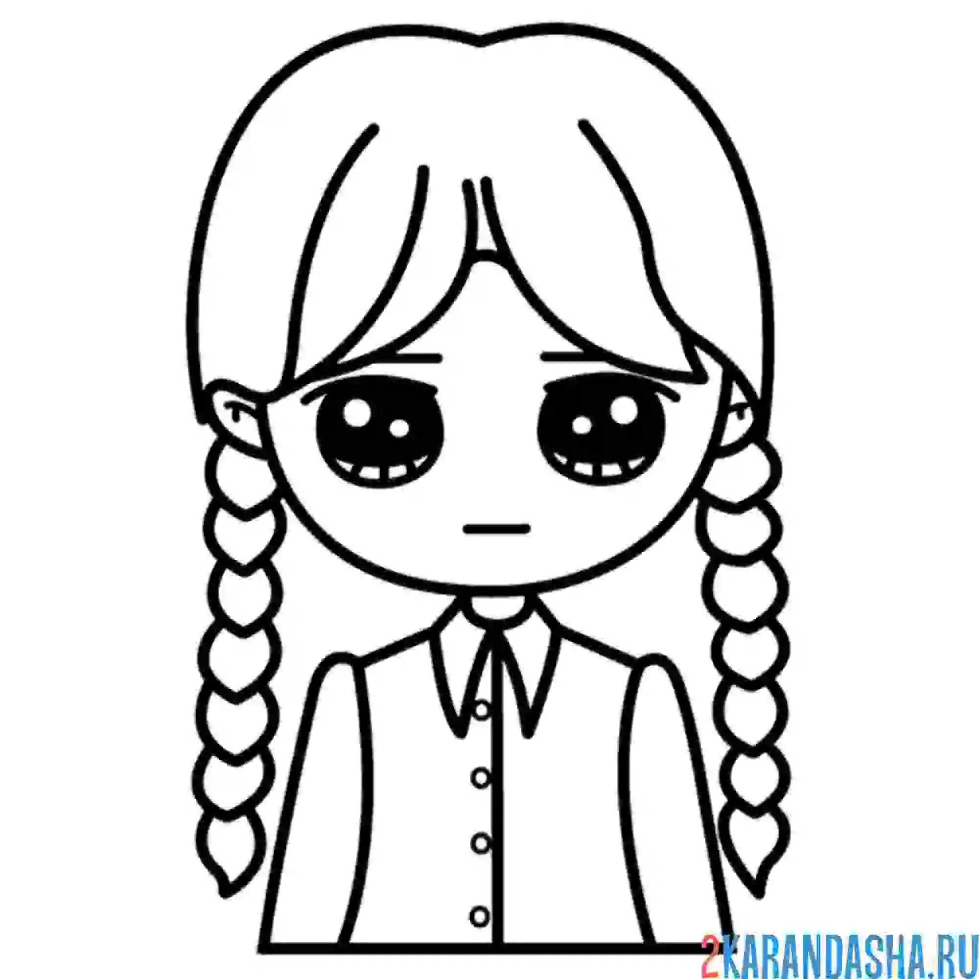 Раскраска уэнздей аддамс портрет