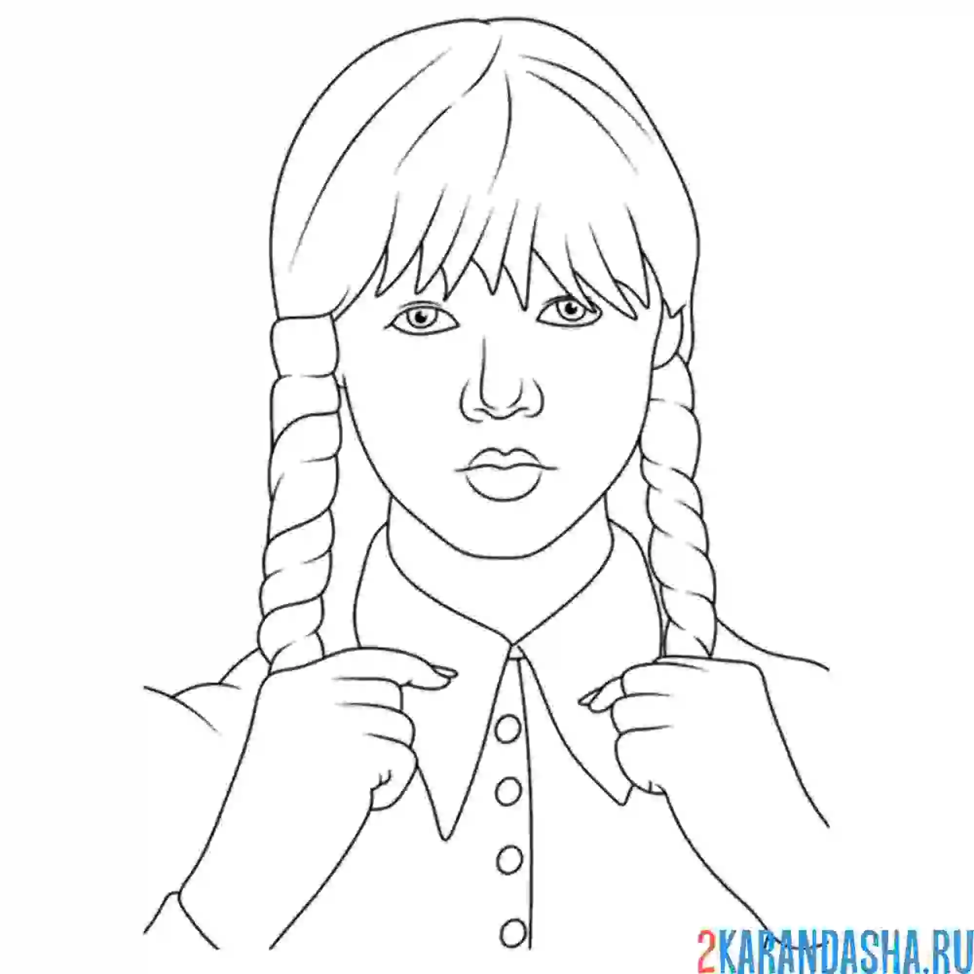 Раскраска уэнздей аддамс в рубашке