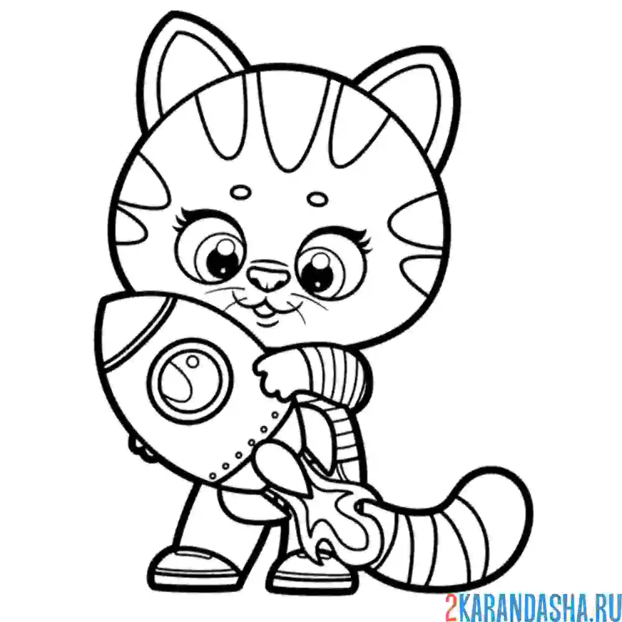 Раскраска ракета у котика