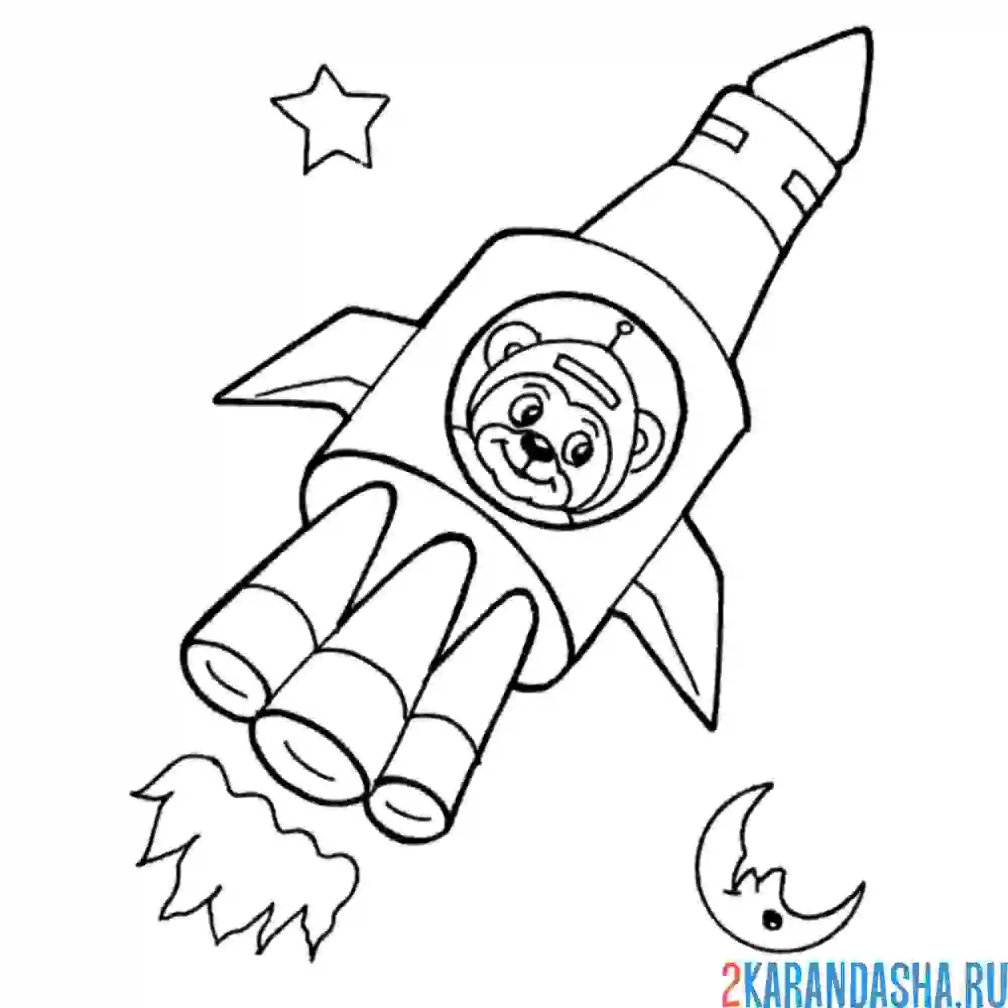 Раскраска мишка в ракете