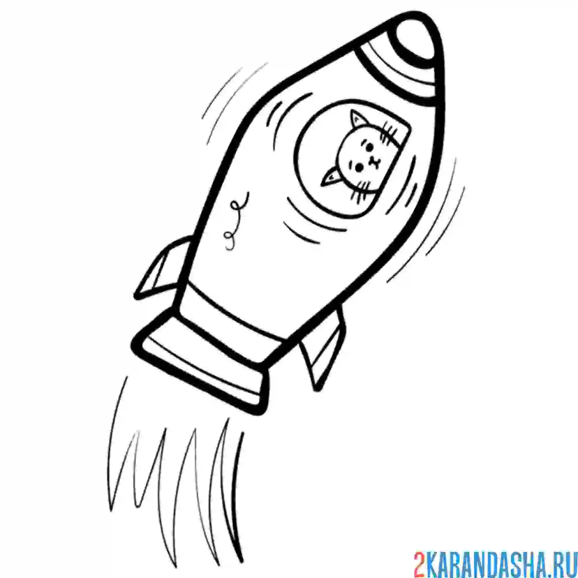 Раскраска котик в ракете