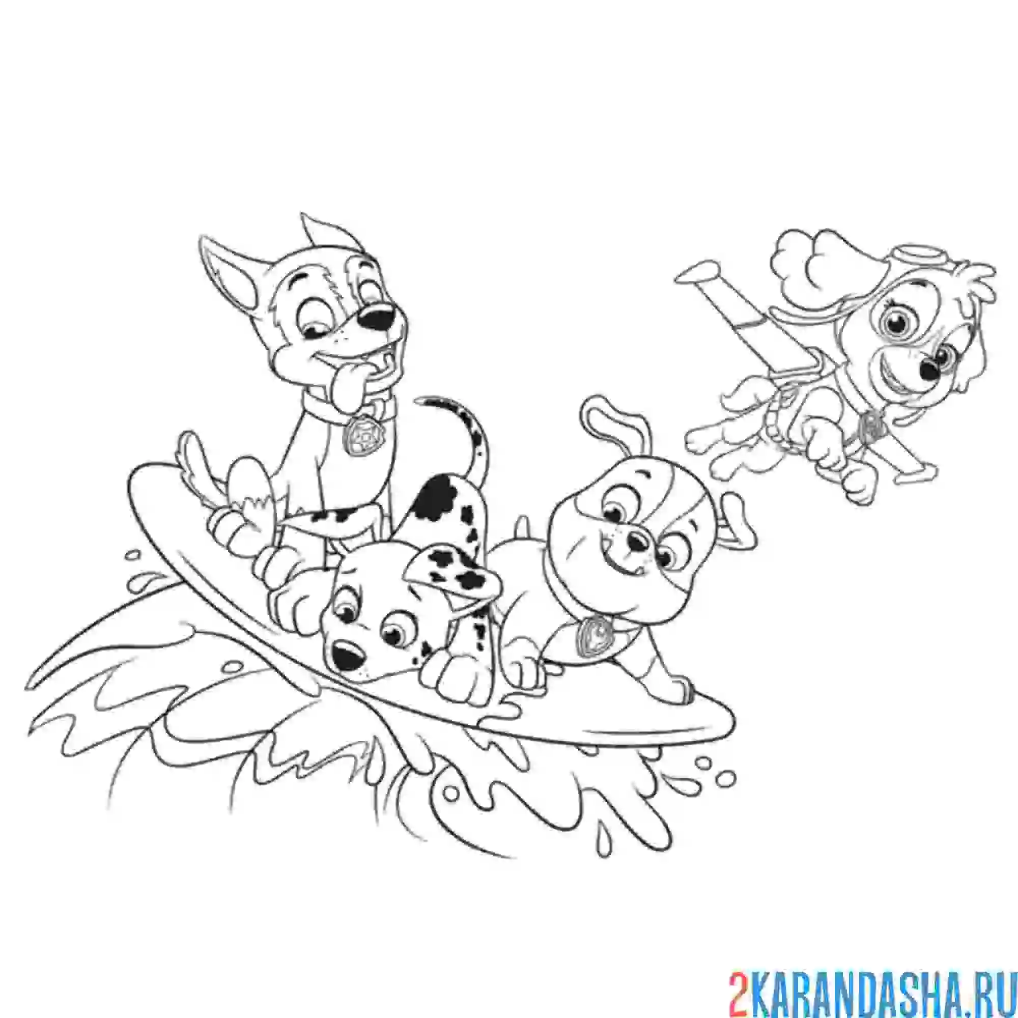 Раскраска щенячий патруль и скай