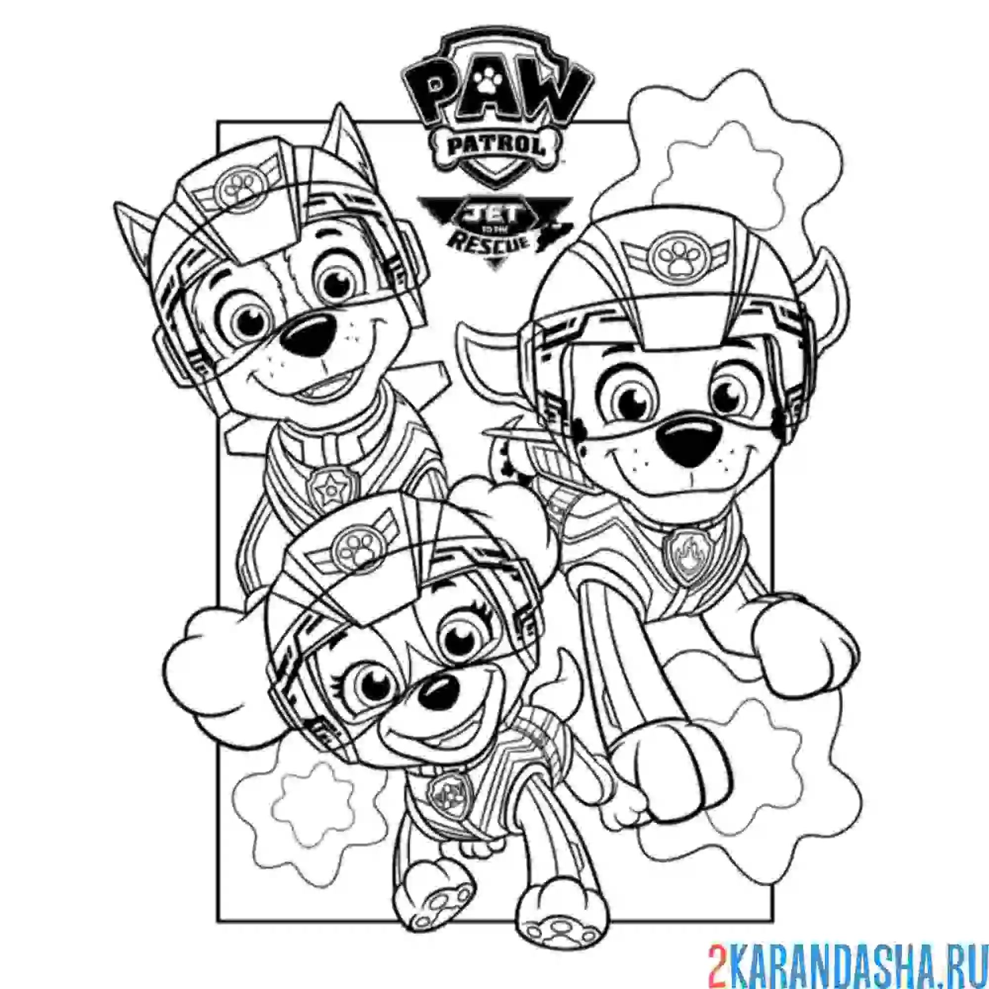 Раскраска скай, маршал и гонщик