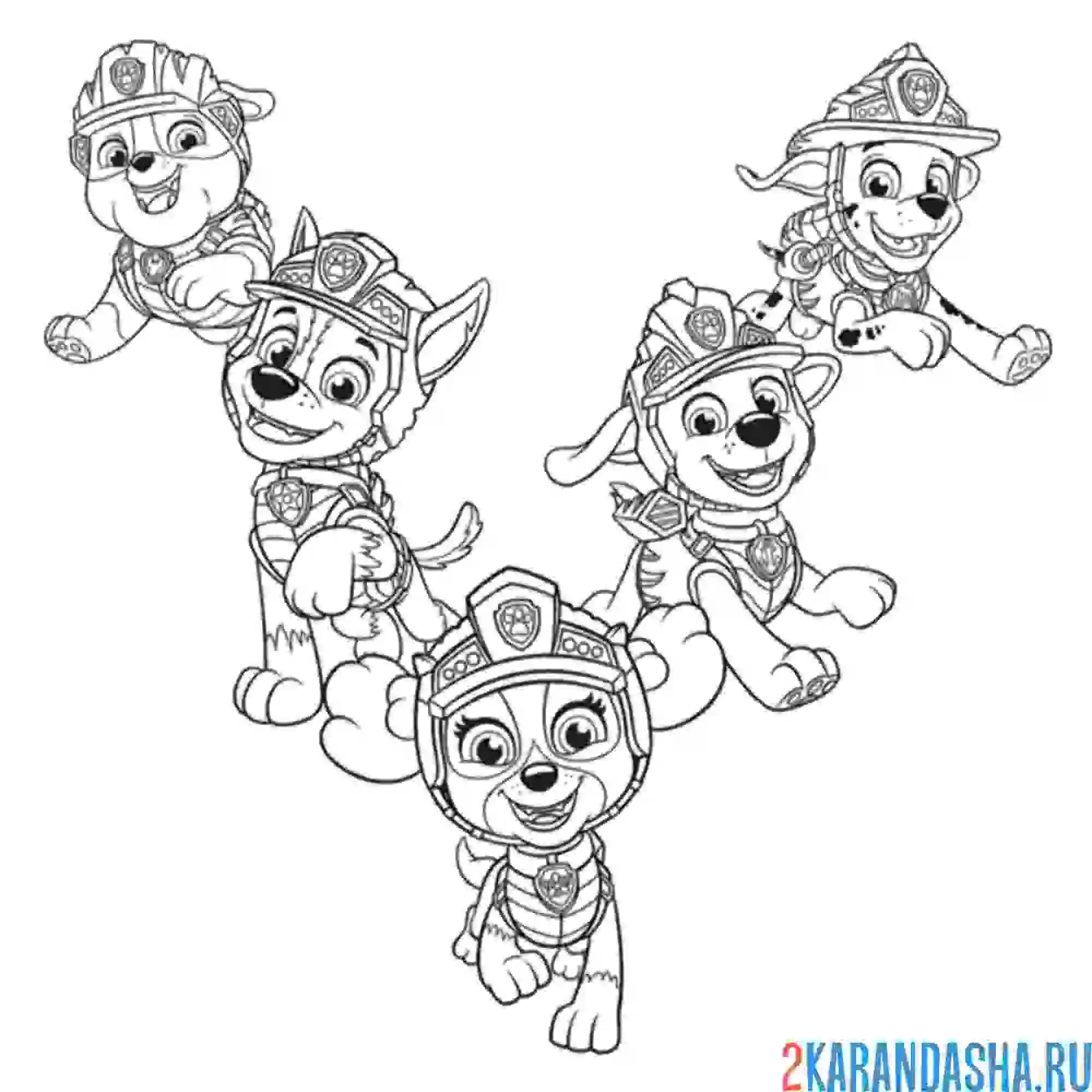 Раскраска команда щенячий патруль