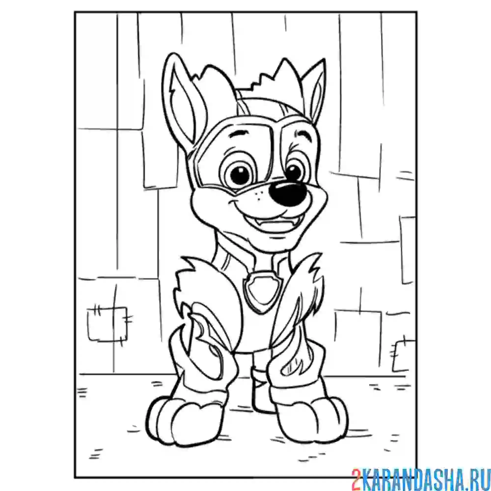 Раскраска гонщик щенячий патруль мегащенки