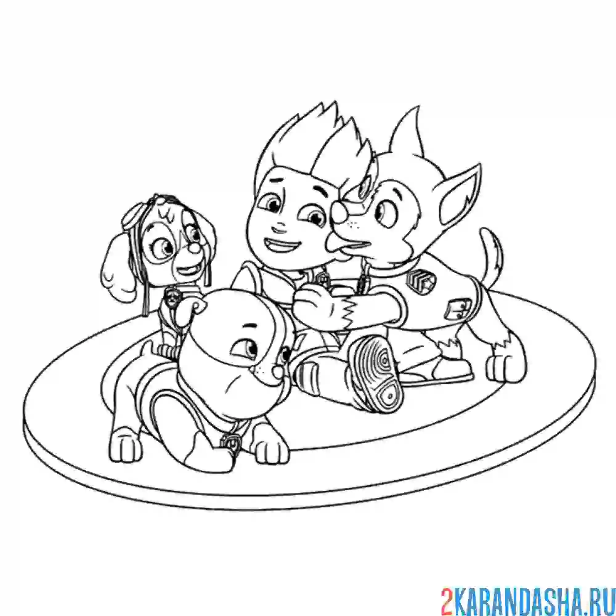 Раскраска команда щенячий патруль вместе