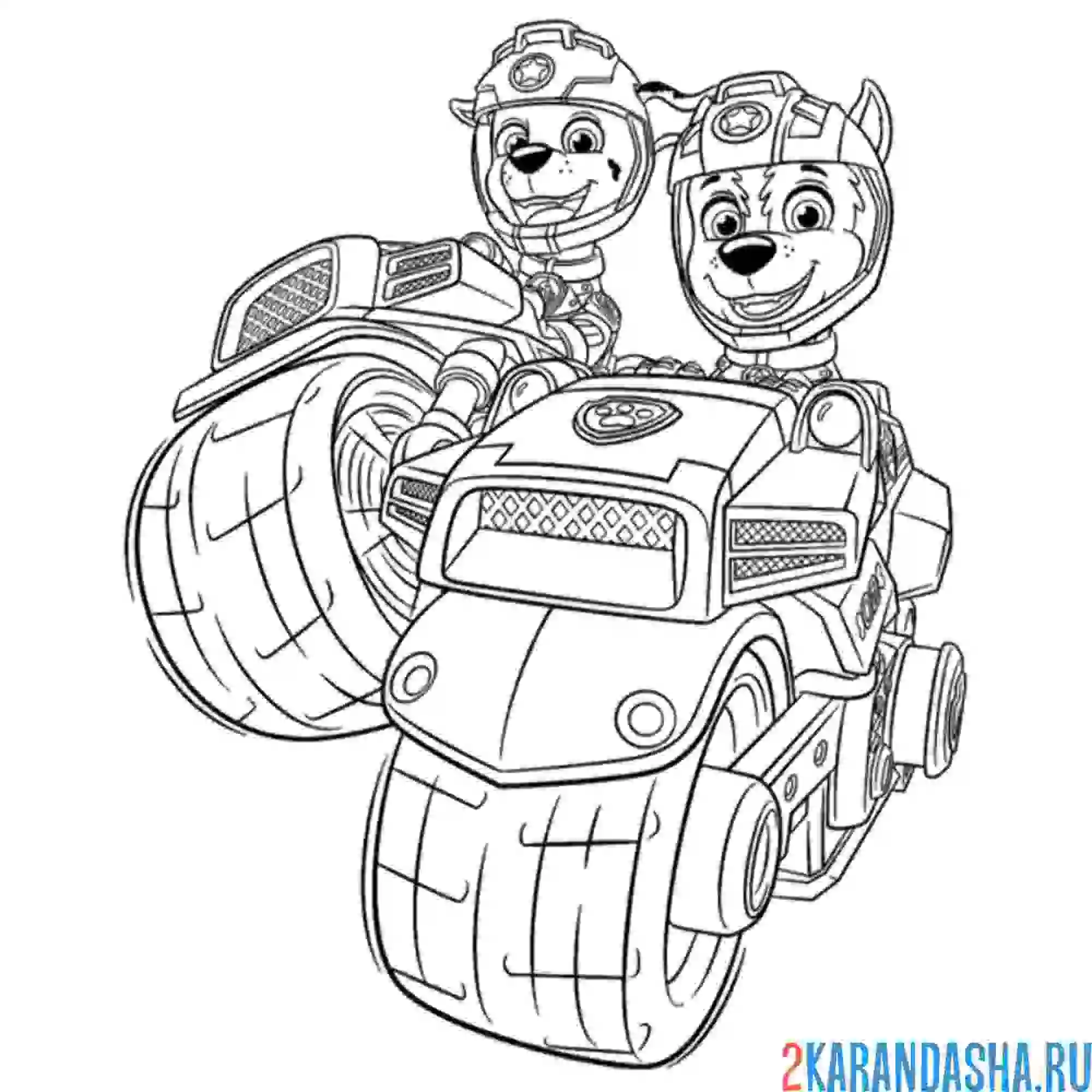 Раскраска гонщик и маршал на мотоцикле