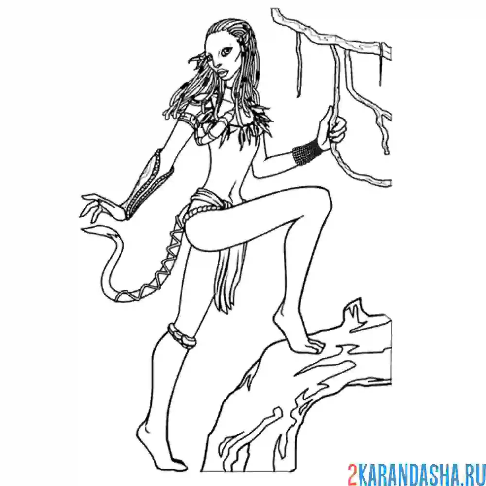 Раскраска аватар 2 нейтири в лесу