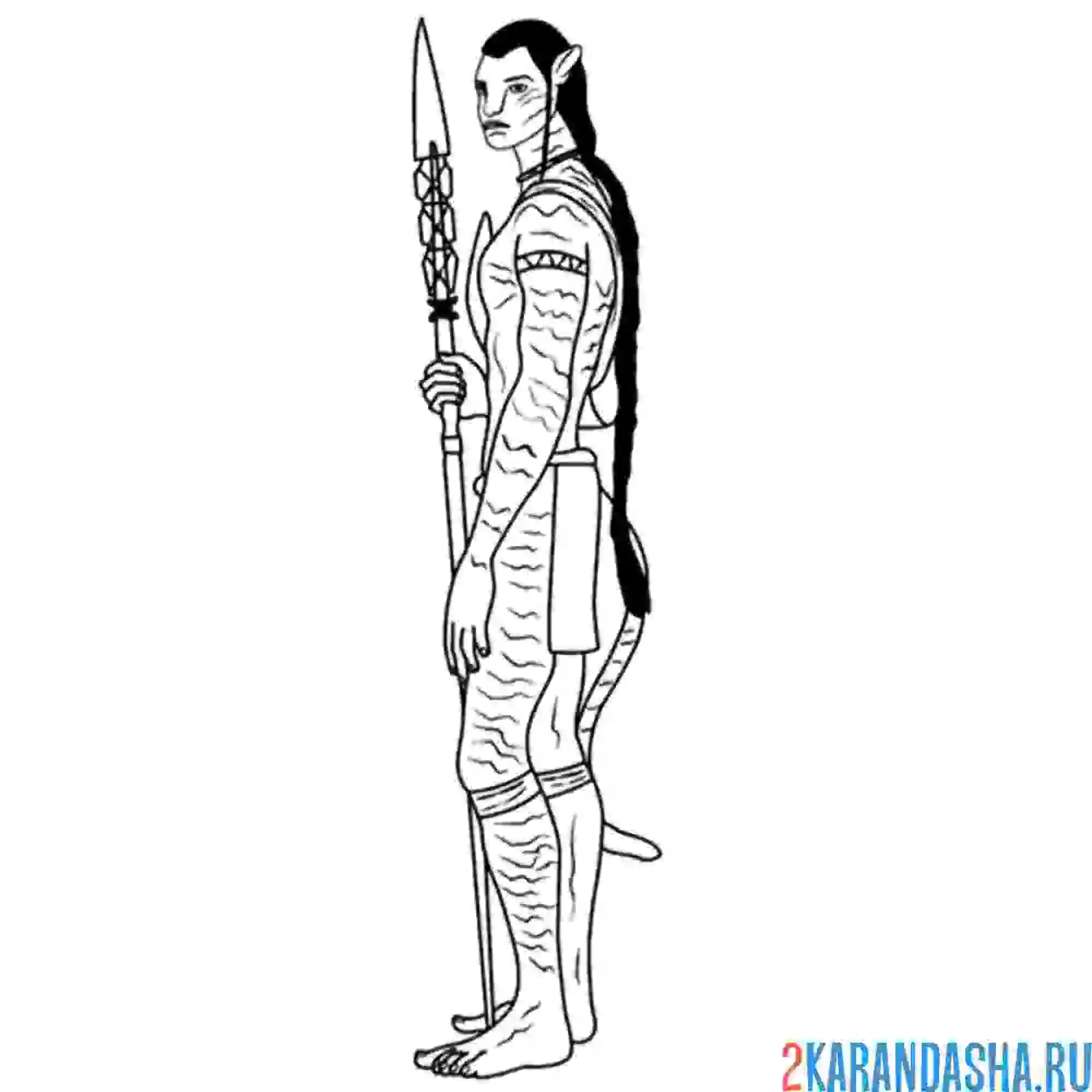 Раскраска джейк салли с копьем