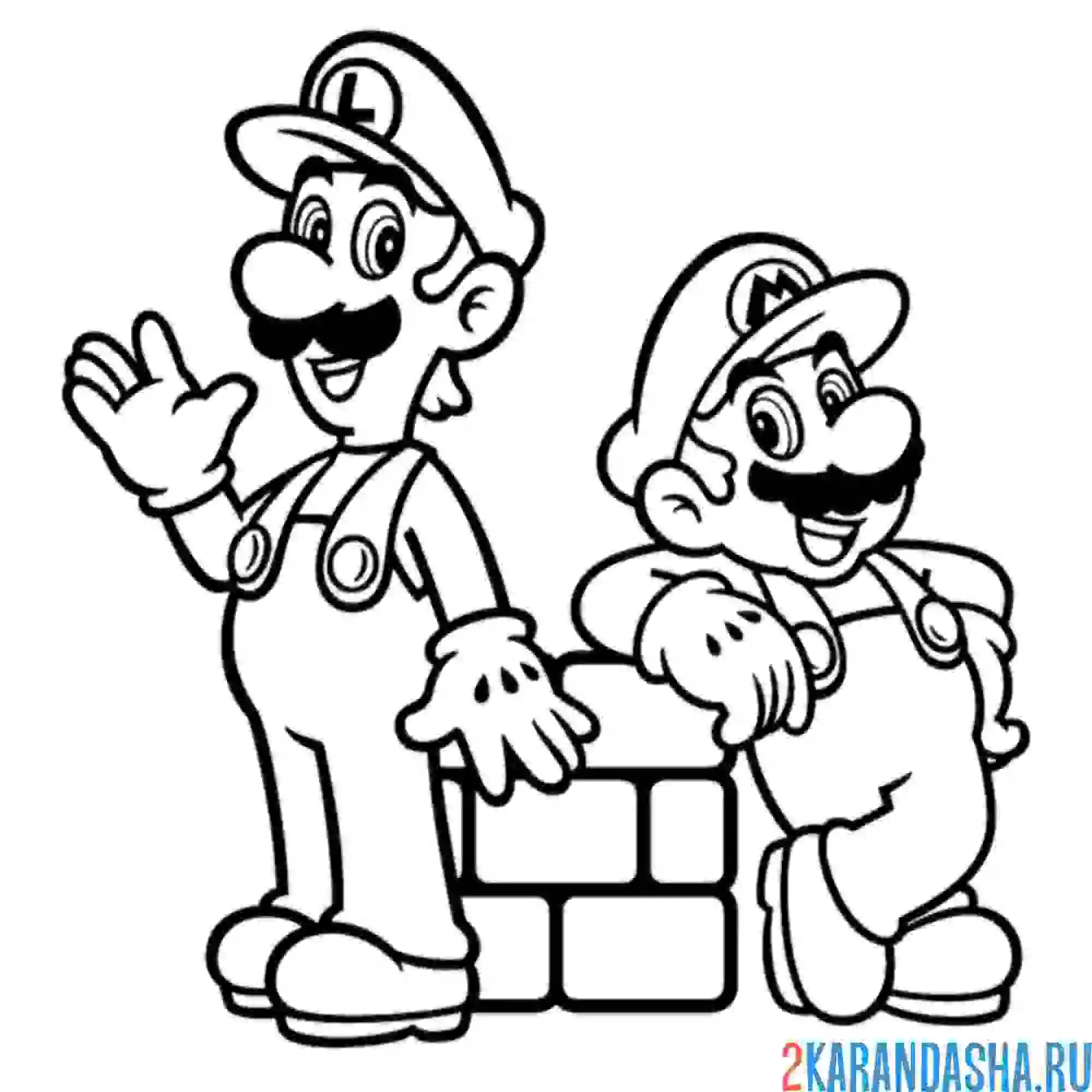 Раскраска марио и луиджи