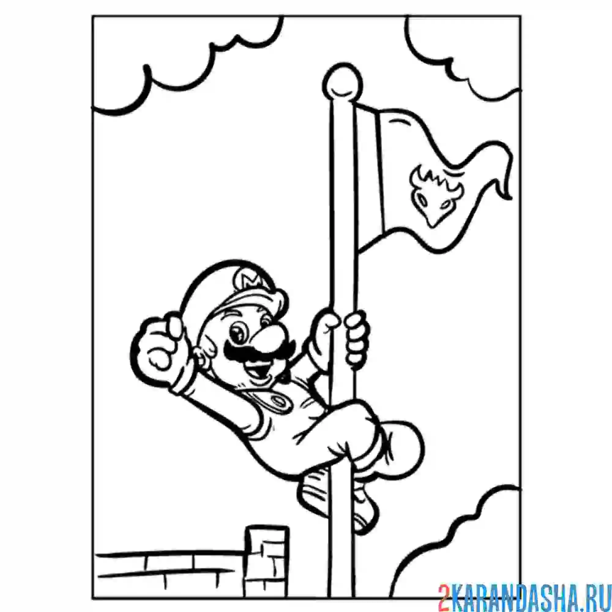 Раскраска марио флаг