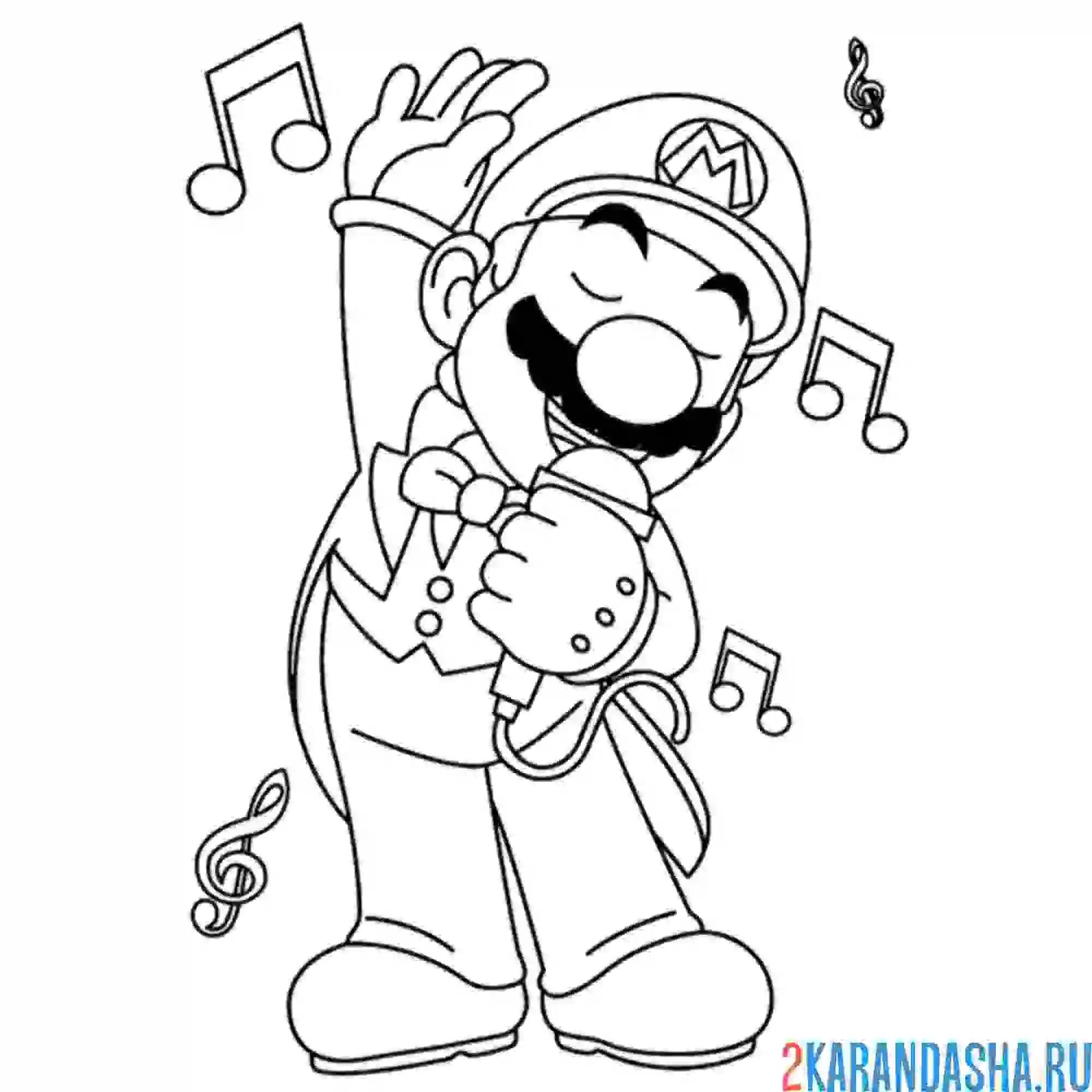 Раскраска супер-марио поет