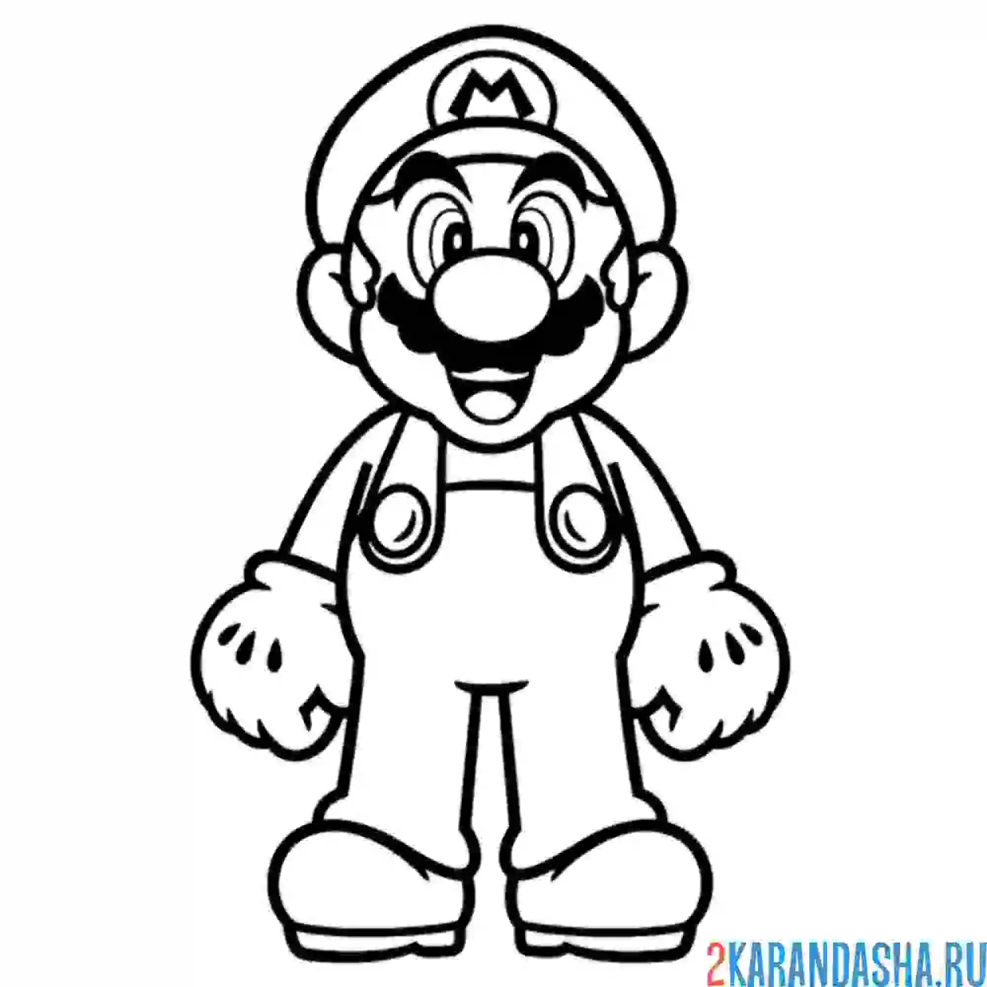 Раскраска марио во весь рост
