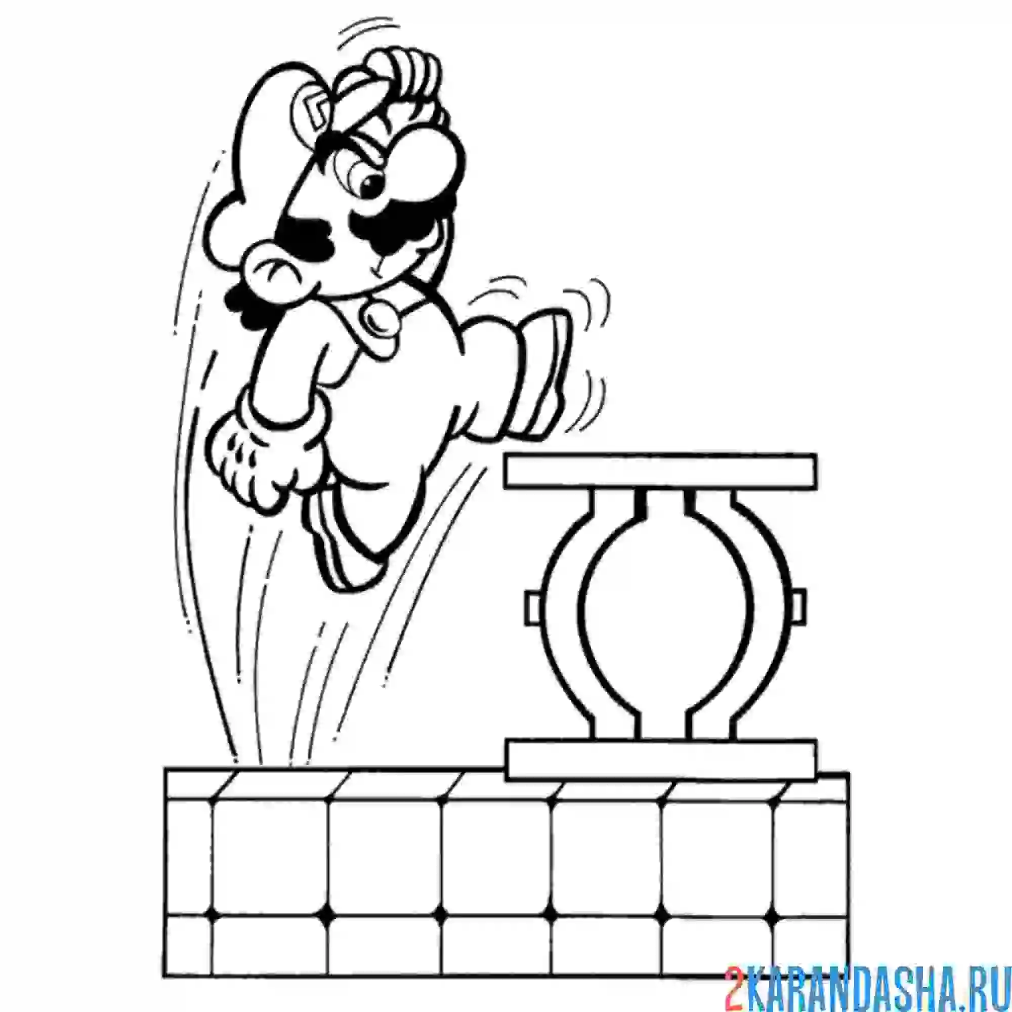 Раскраска марио прыгает