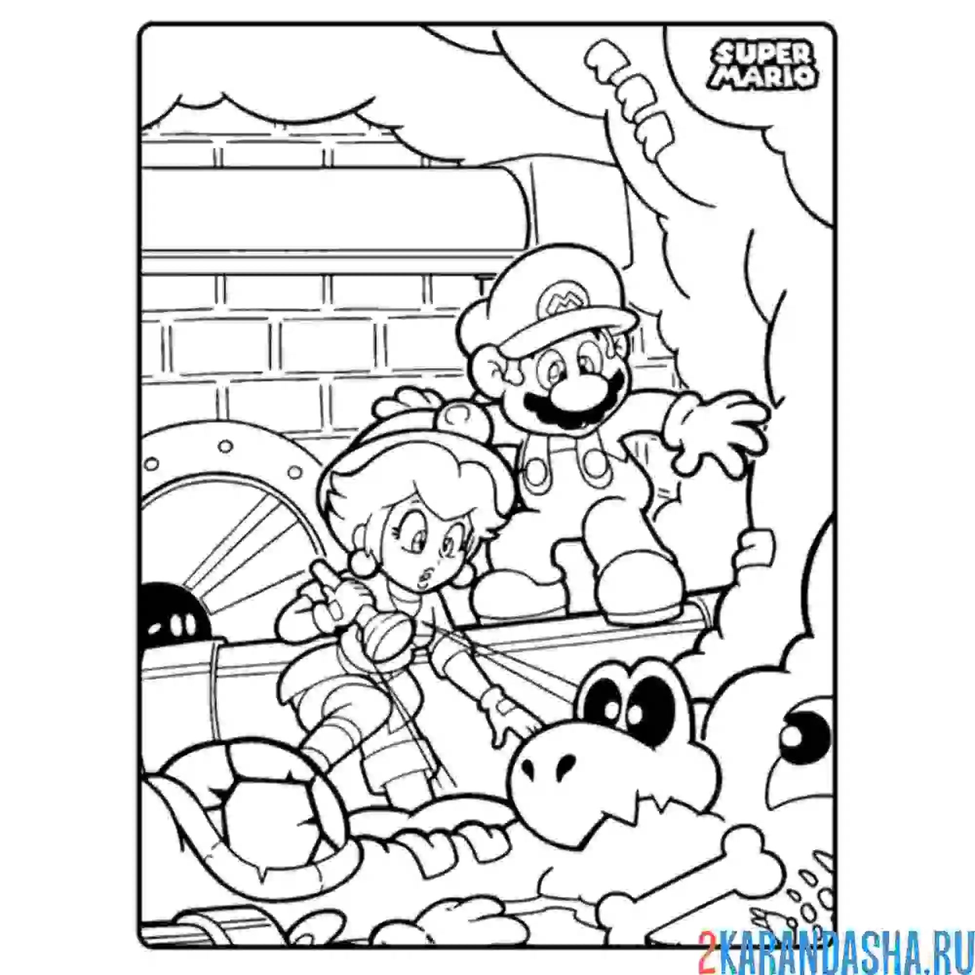 Раскраска марио и принцесса