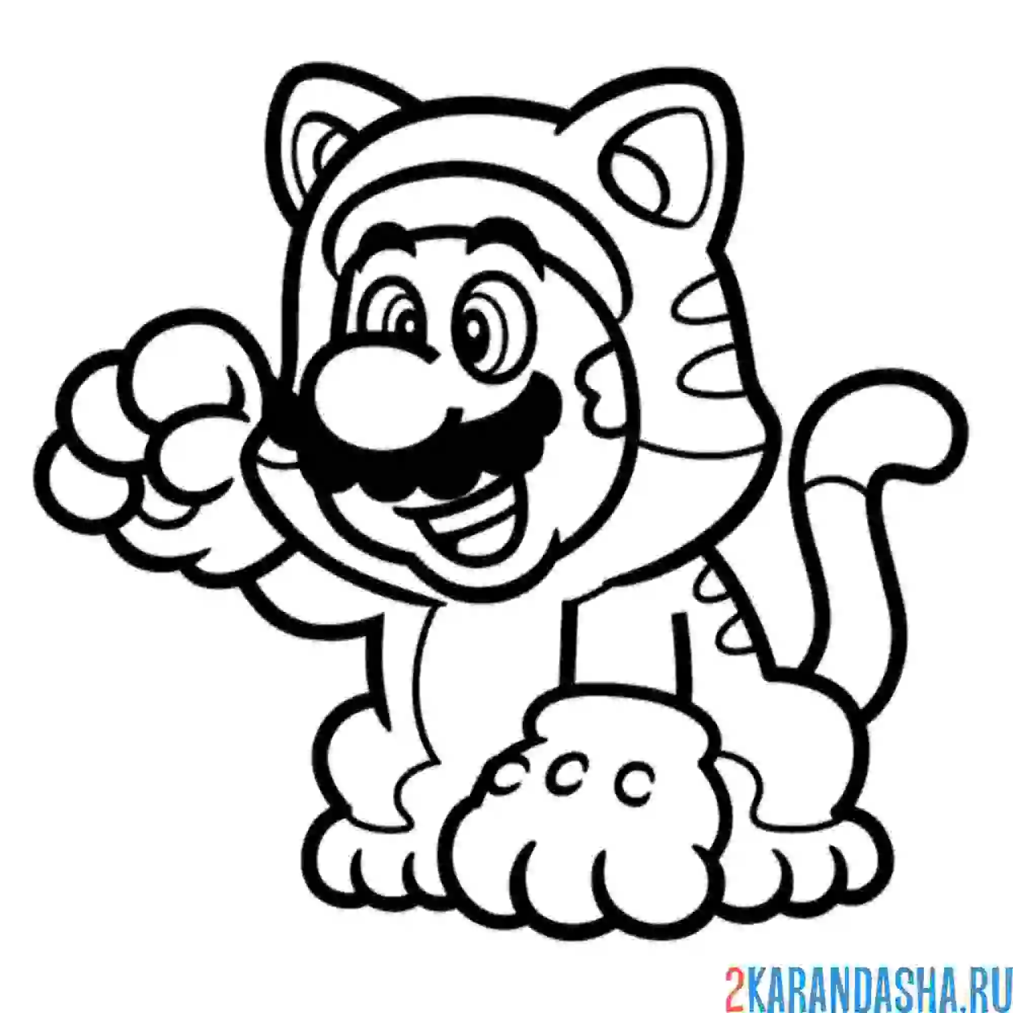 Раскраска котик-марио