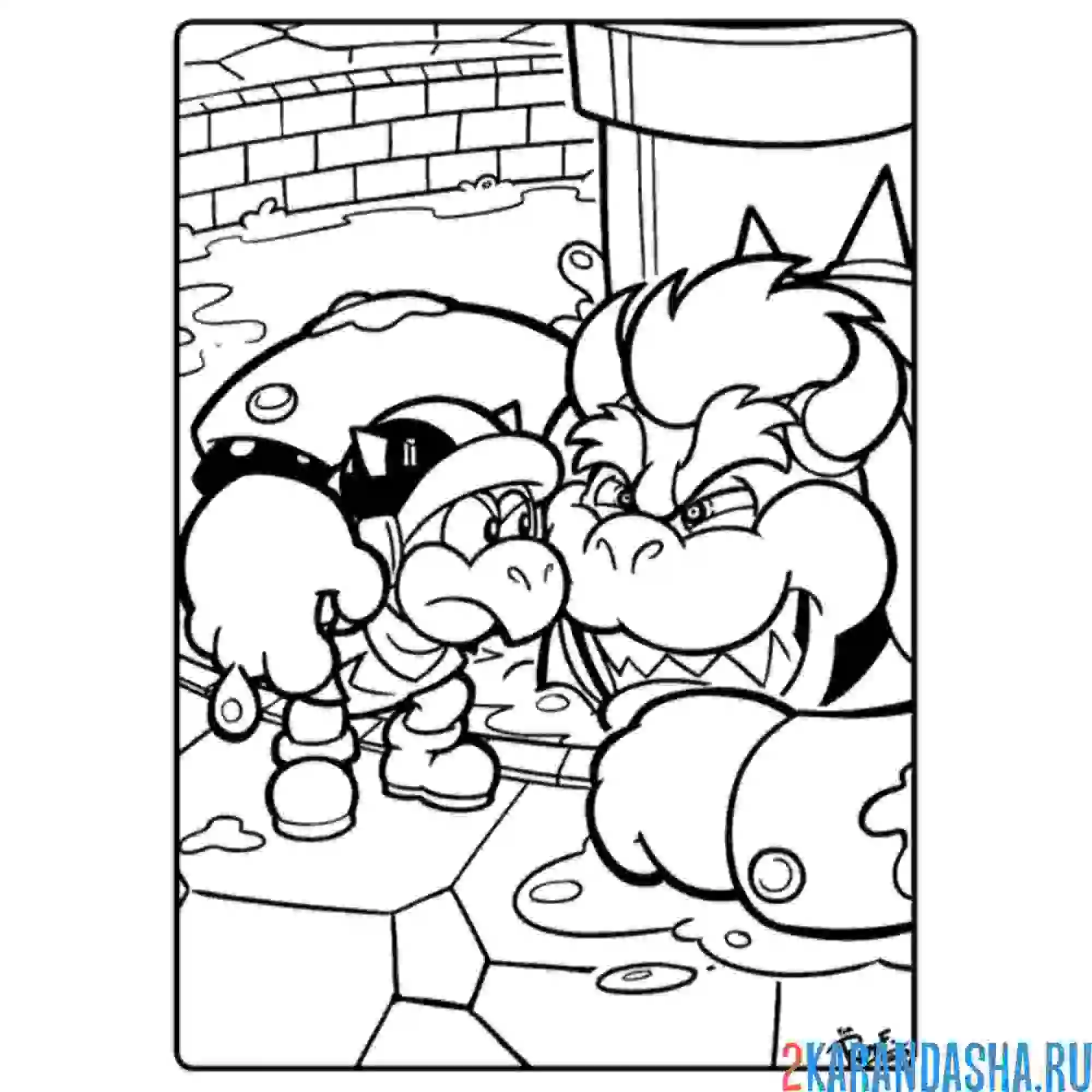 Раскраска боузер и черепашка