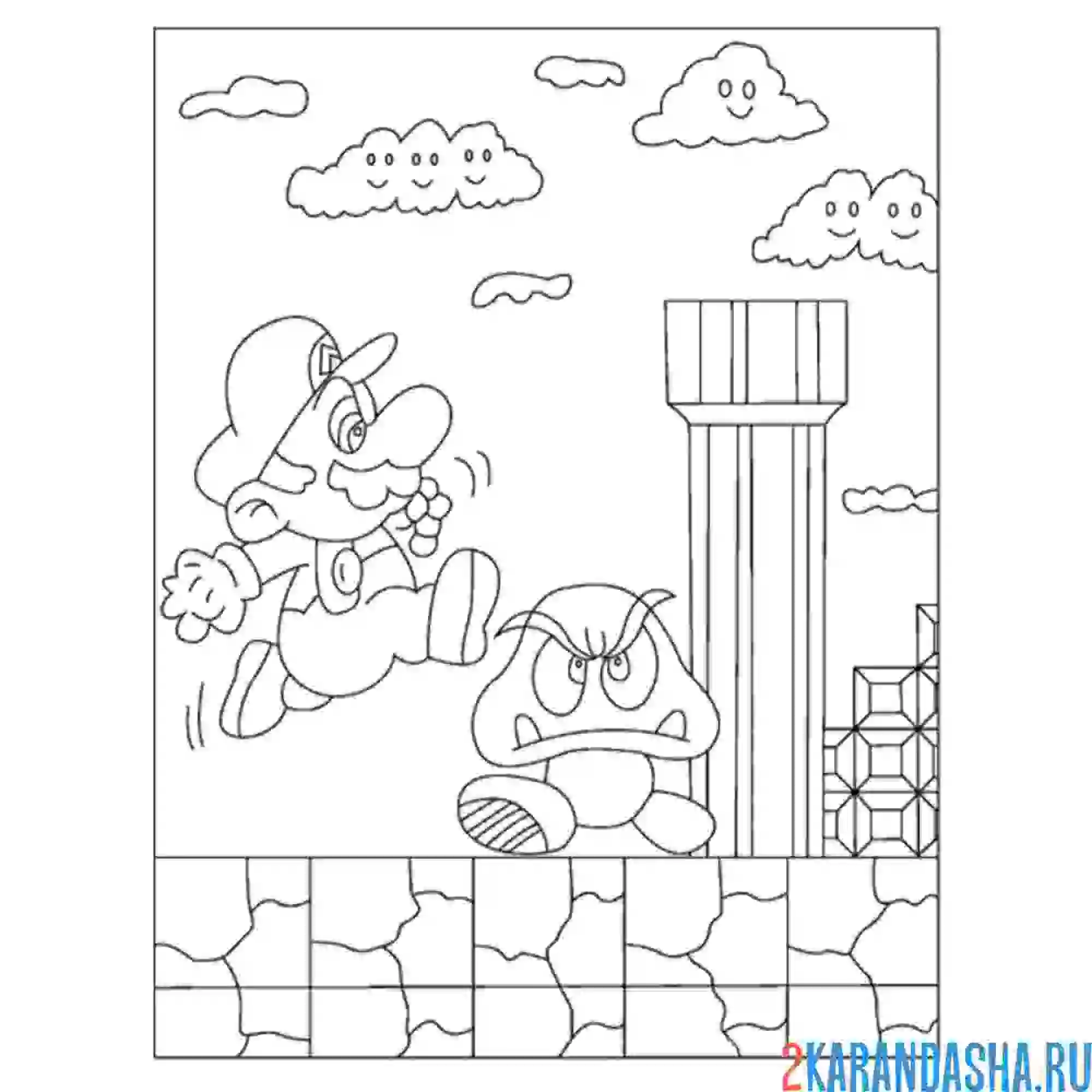 Раскраска марио идет к победе