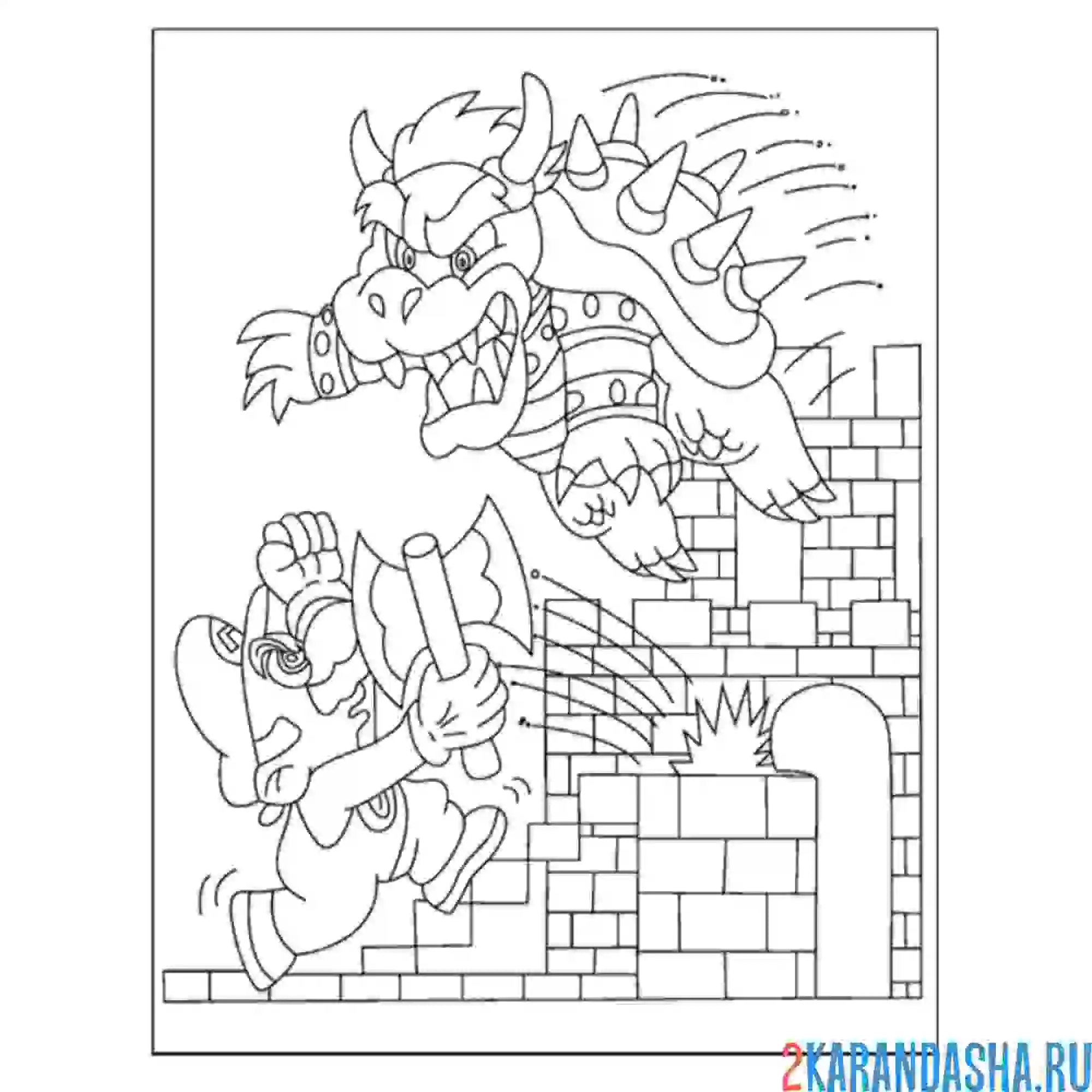 Раскраска боузер напал