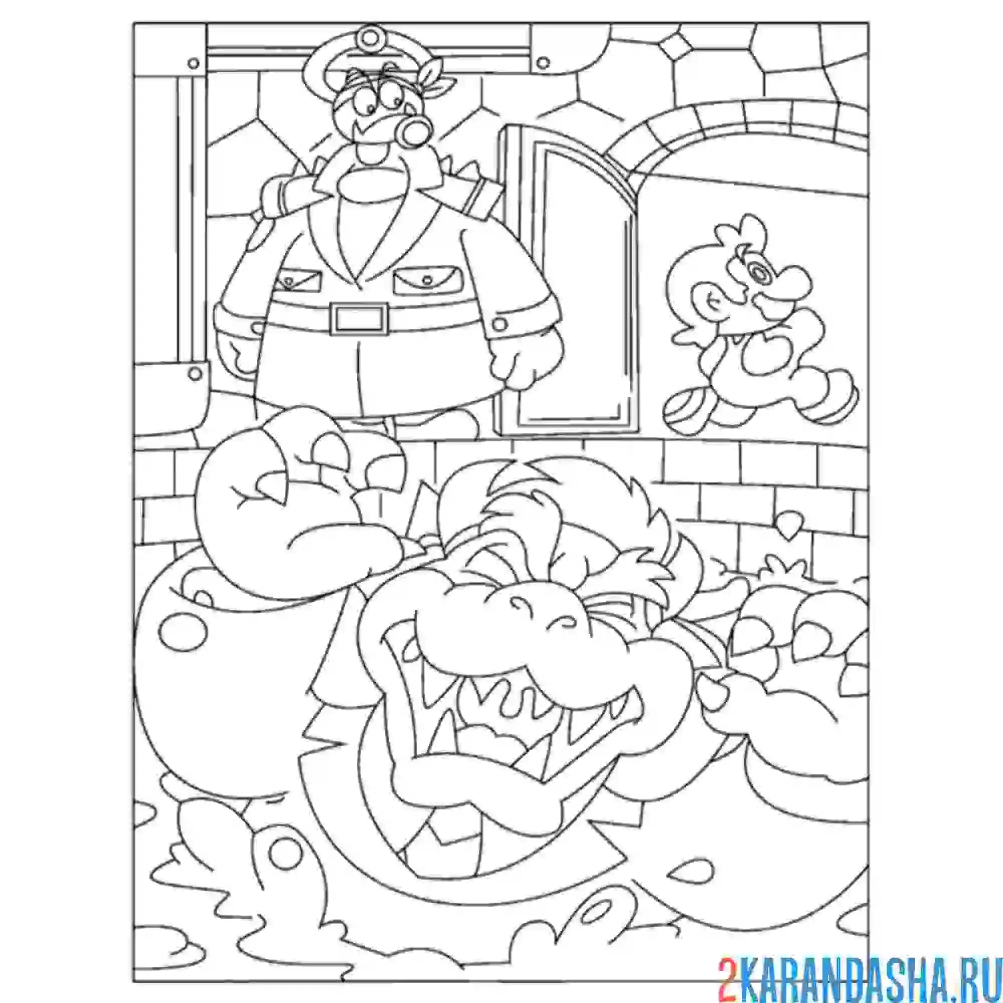 Раскраска боузер смеется