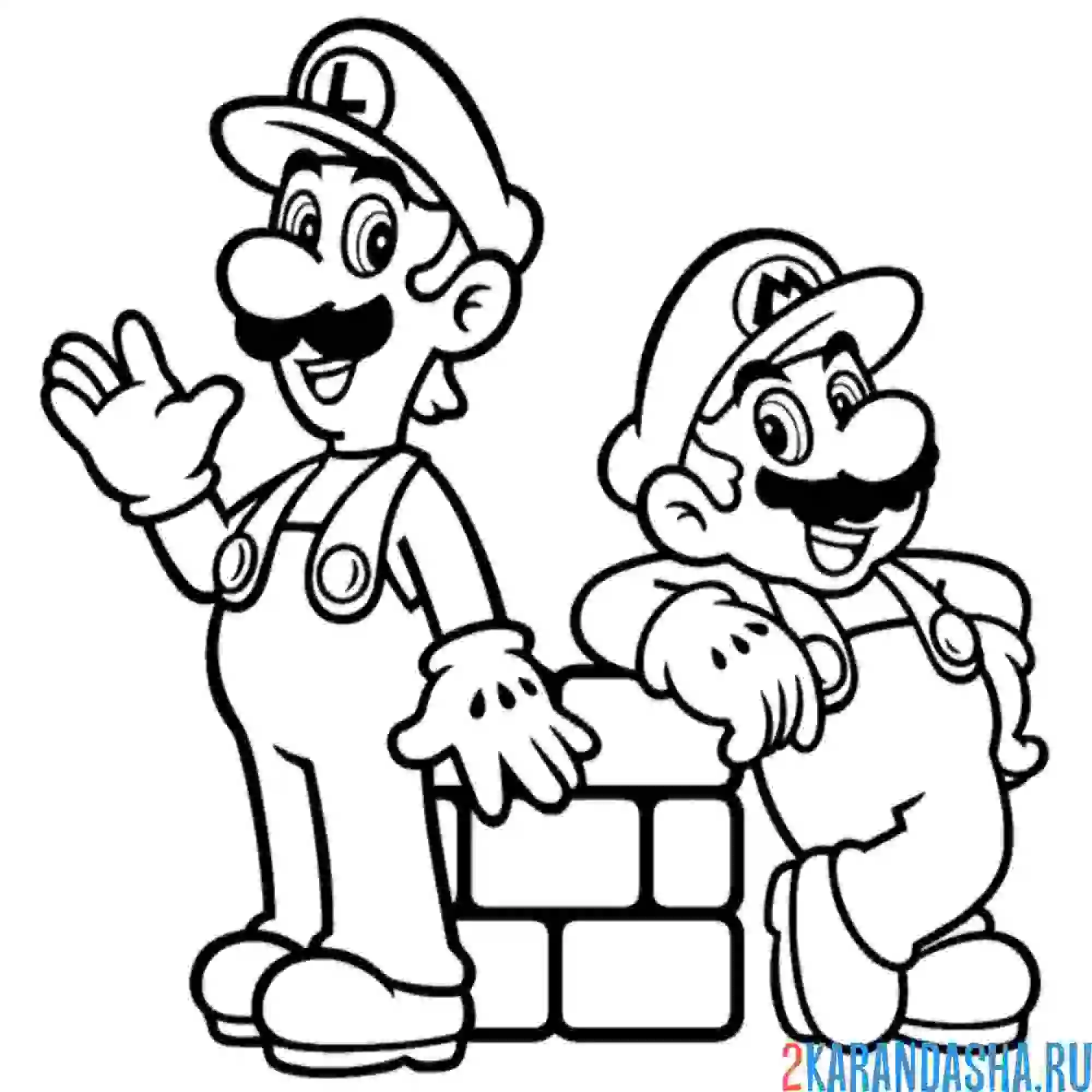 Раскраска луиджи с марио