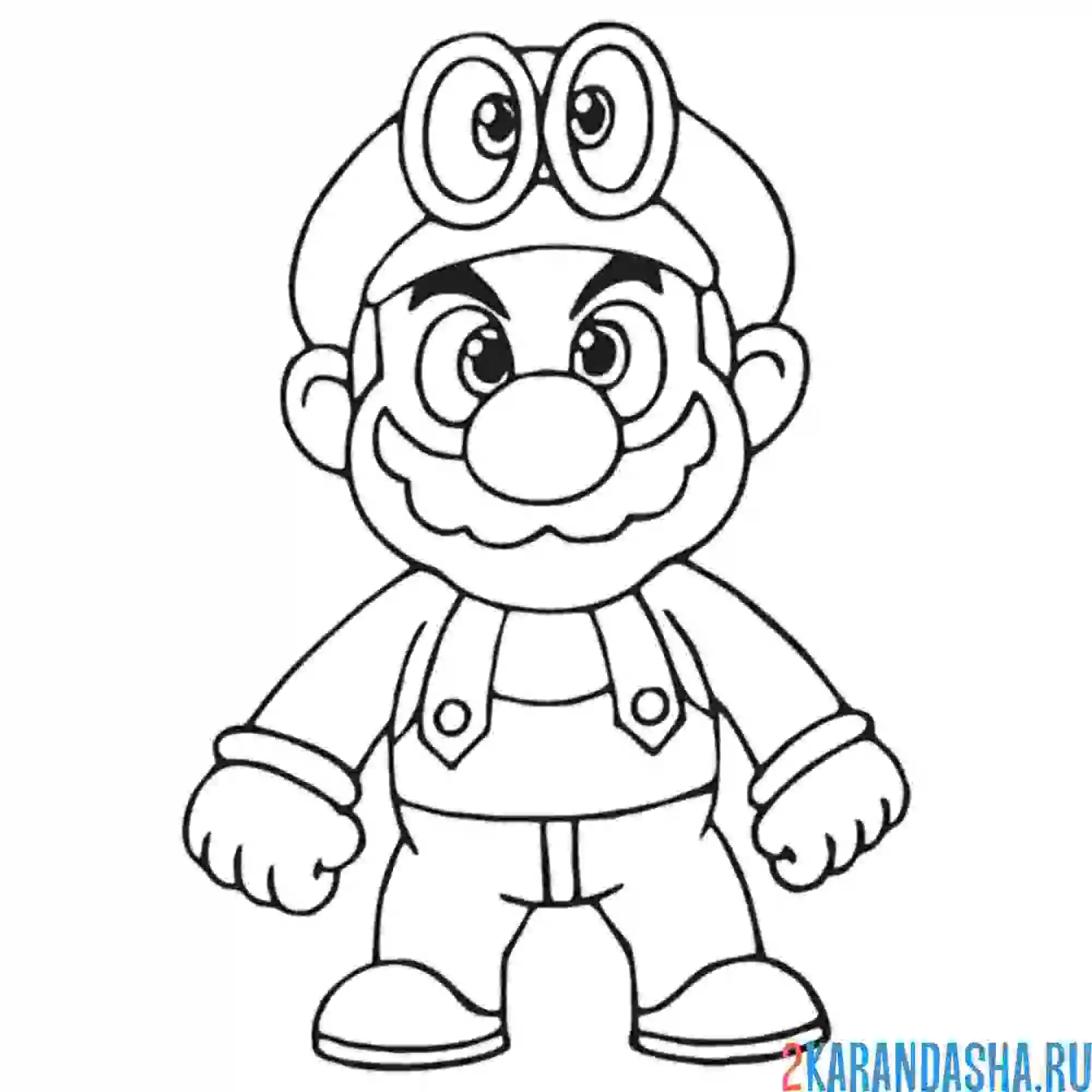Раскраска главный персонаж марио