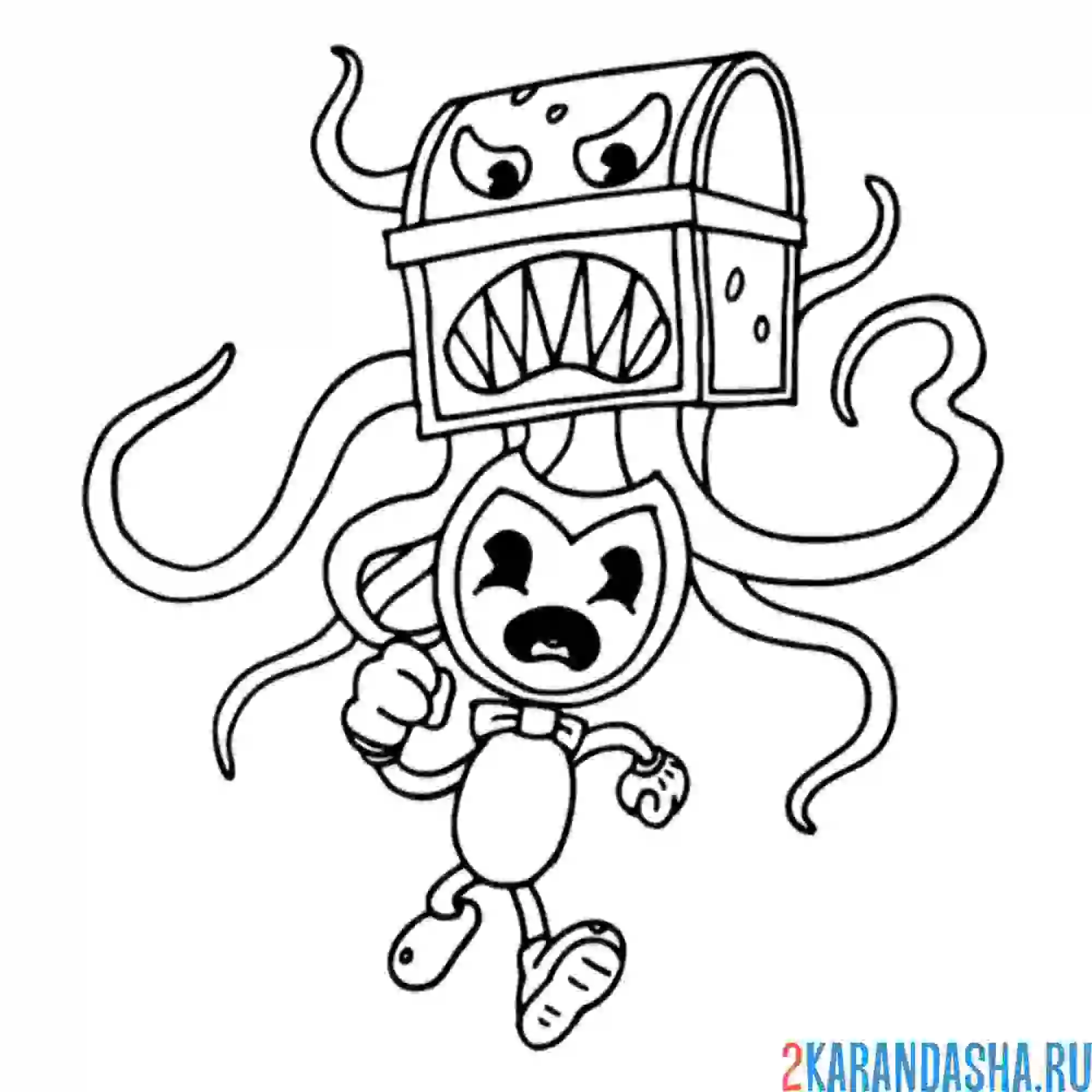 Раскраска бенди убегает