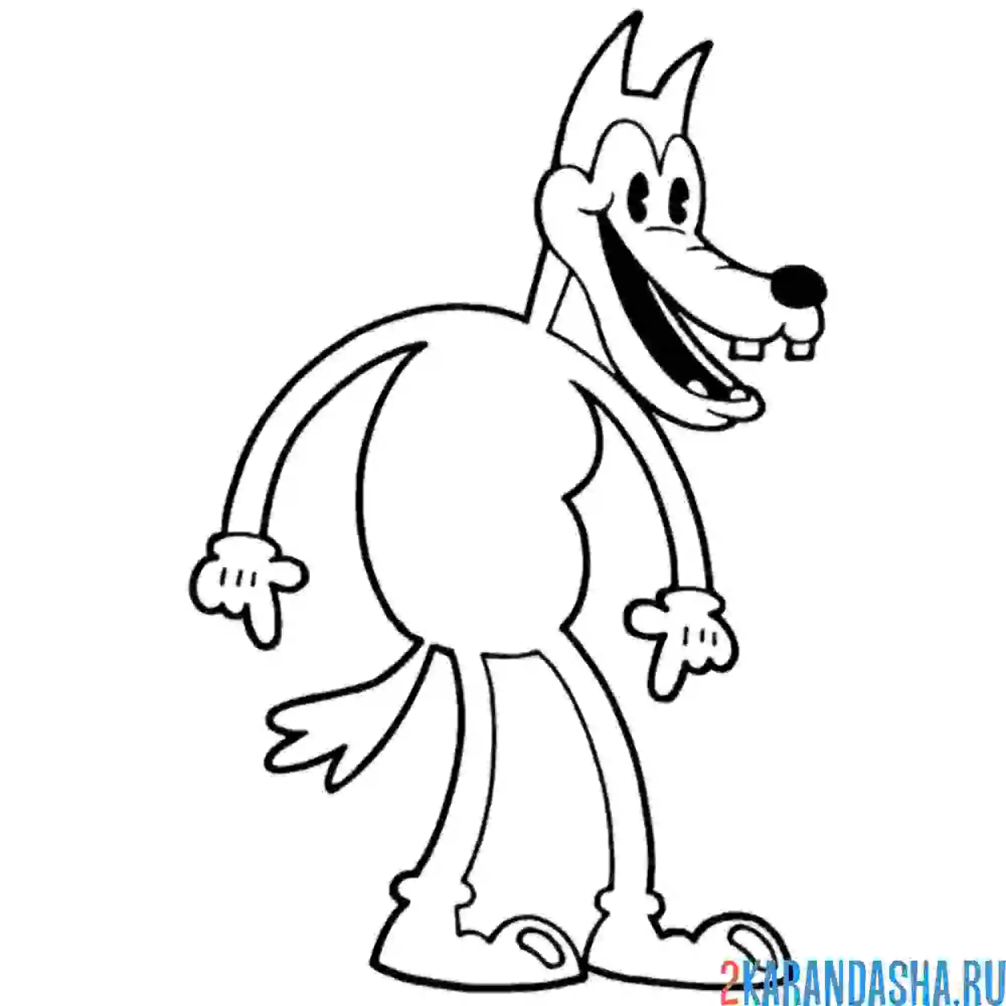 Раскраска волк борис (бенди)