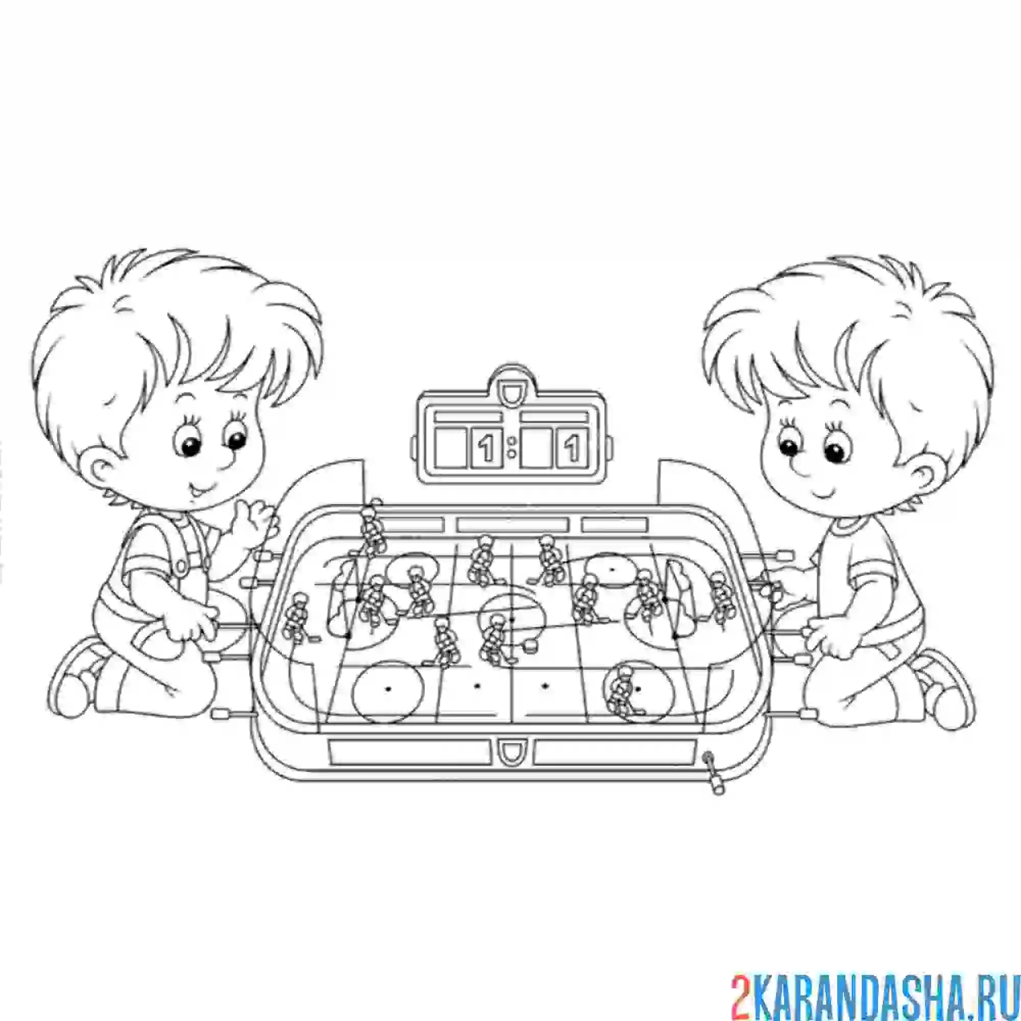 Раскраска настольный хоккей