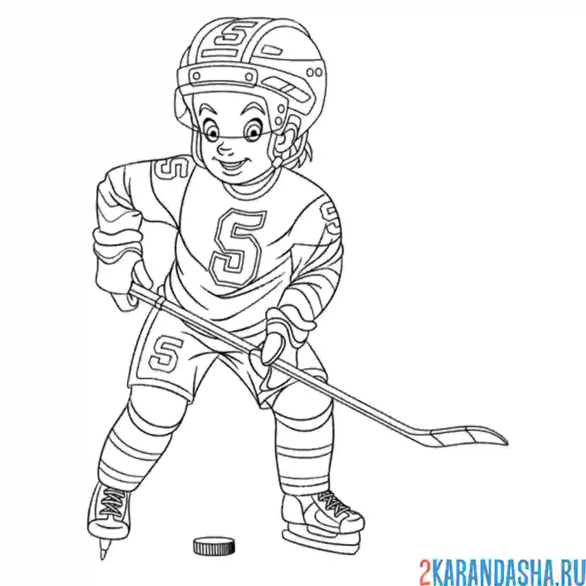 Раскраска профессиональный хоккеист