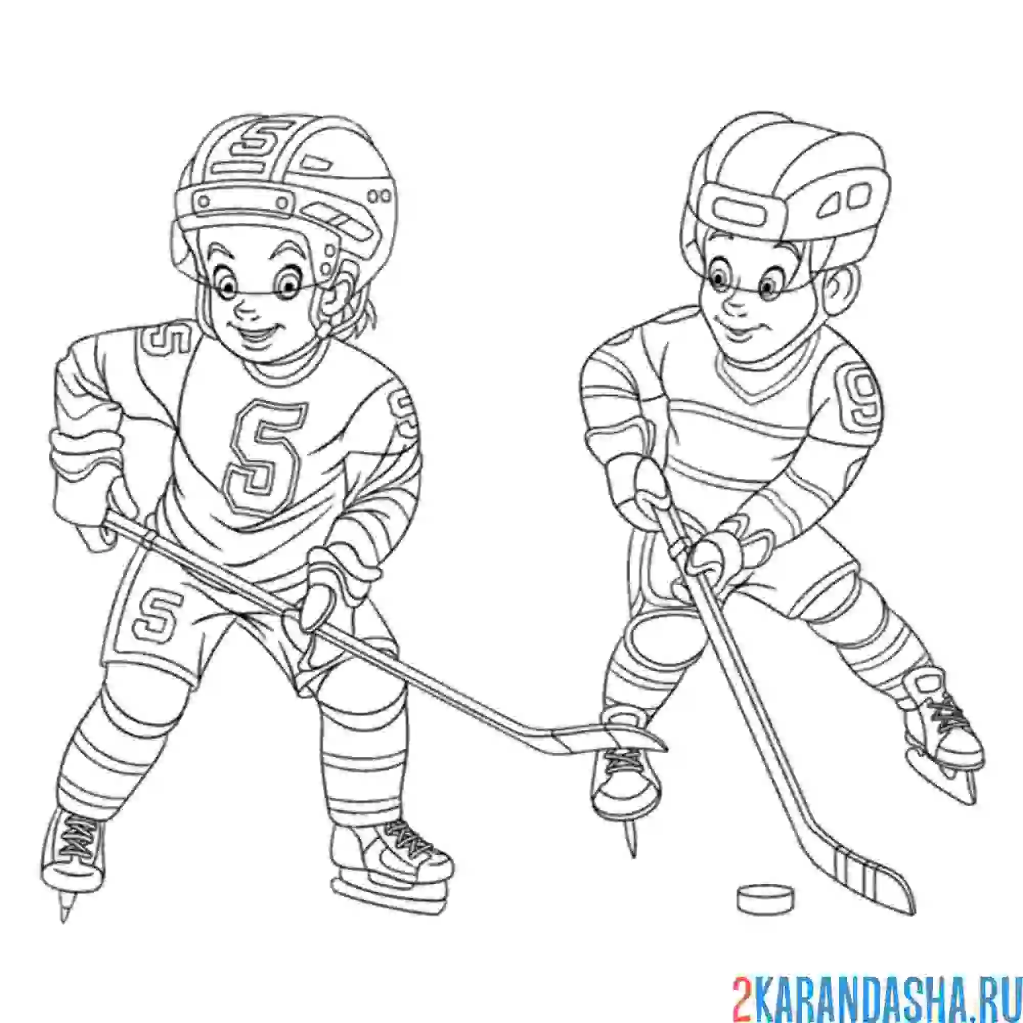 Раскраска два хоккеиста