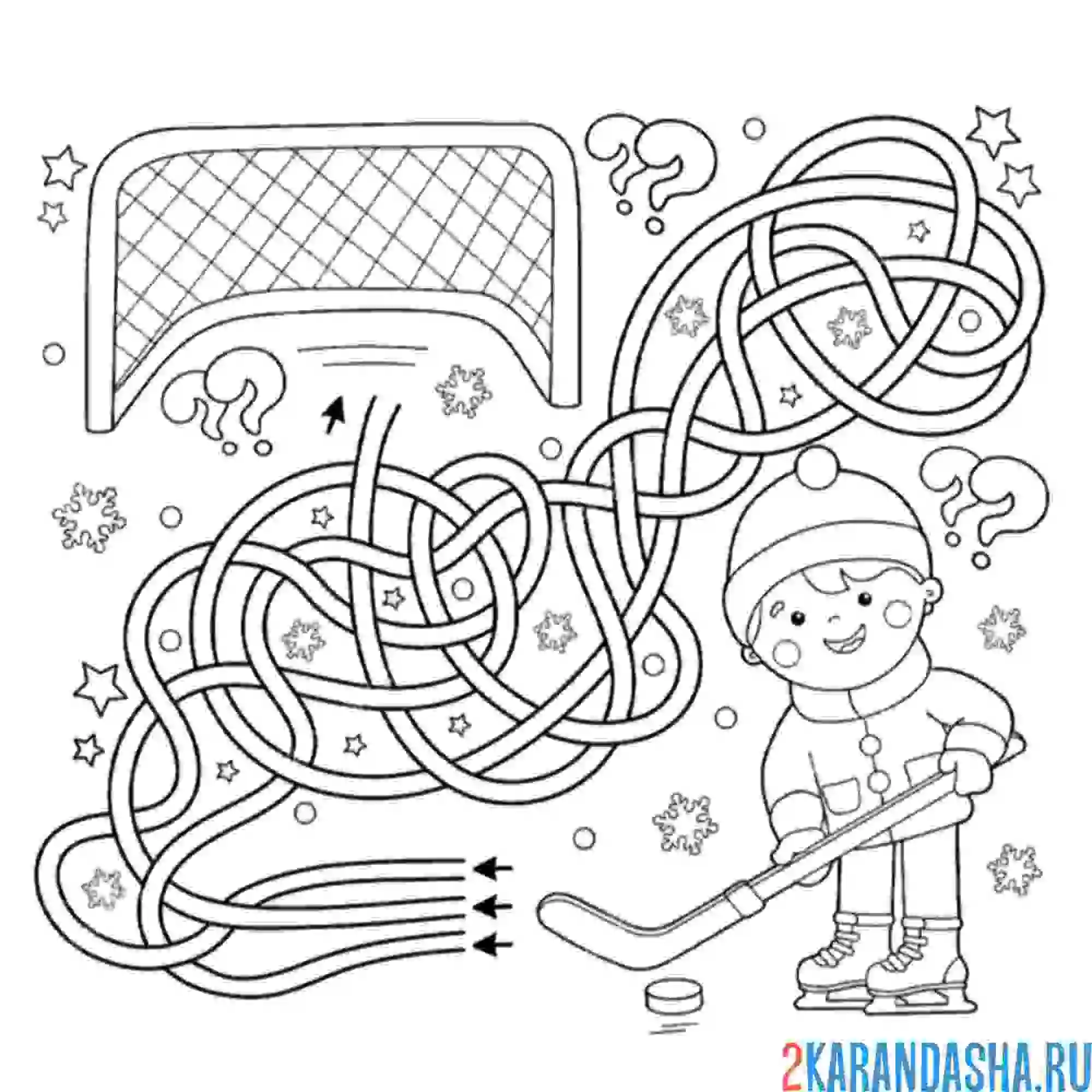 Раскраска лабиринт хоккей