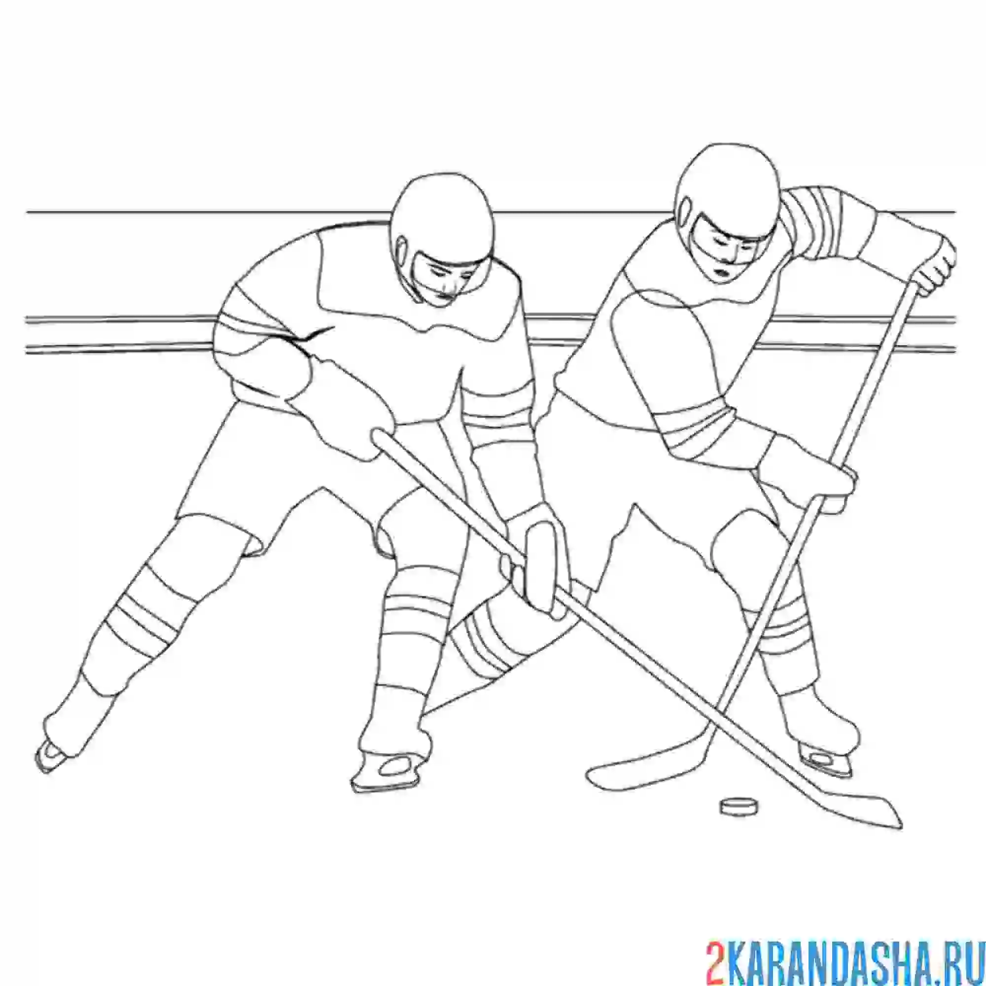 Раскраска два игрока хоккей