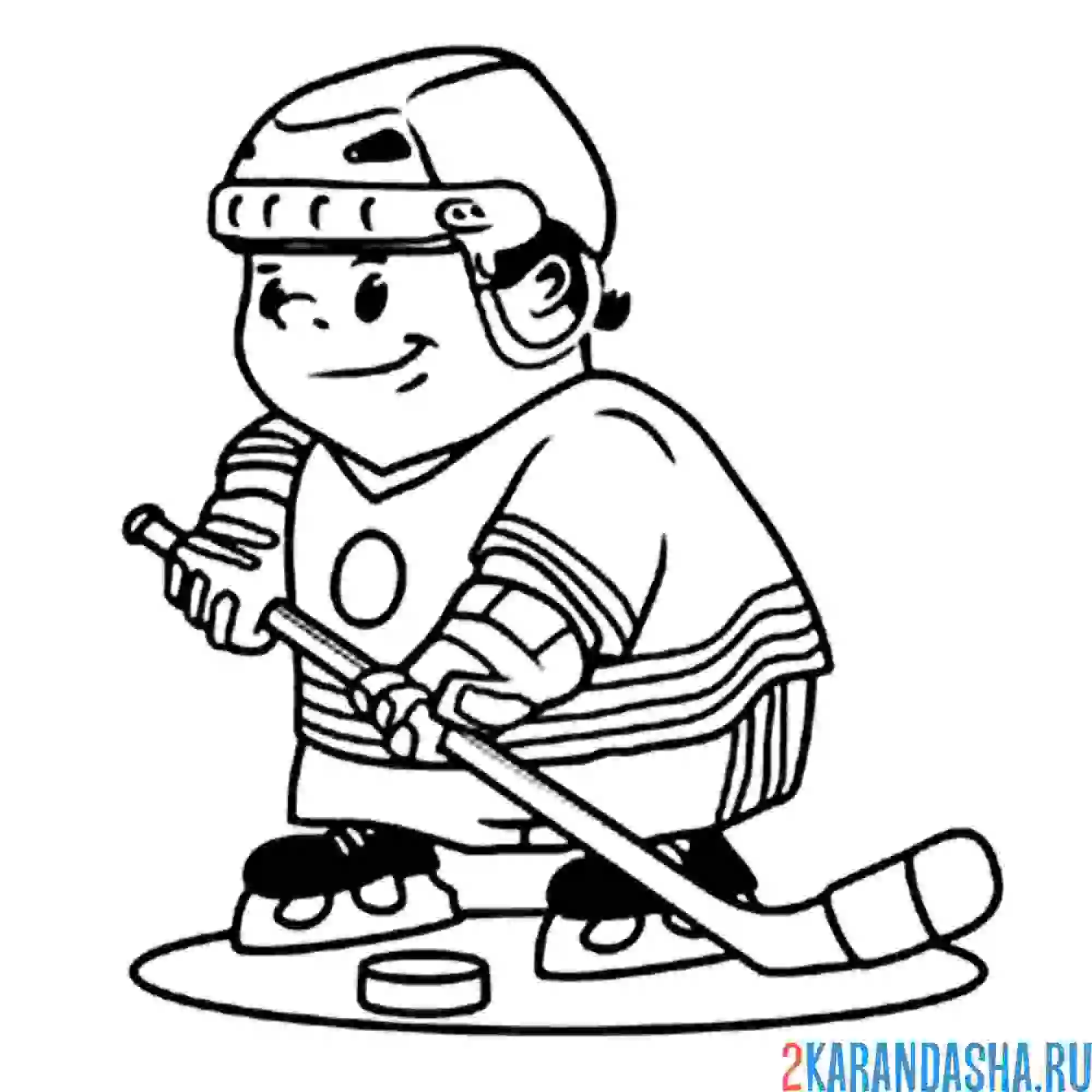Раскраска хоккеист смешной