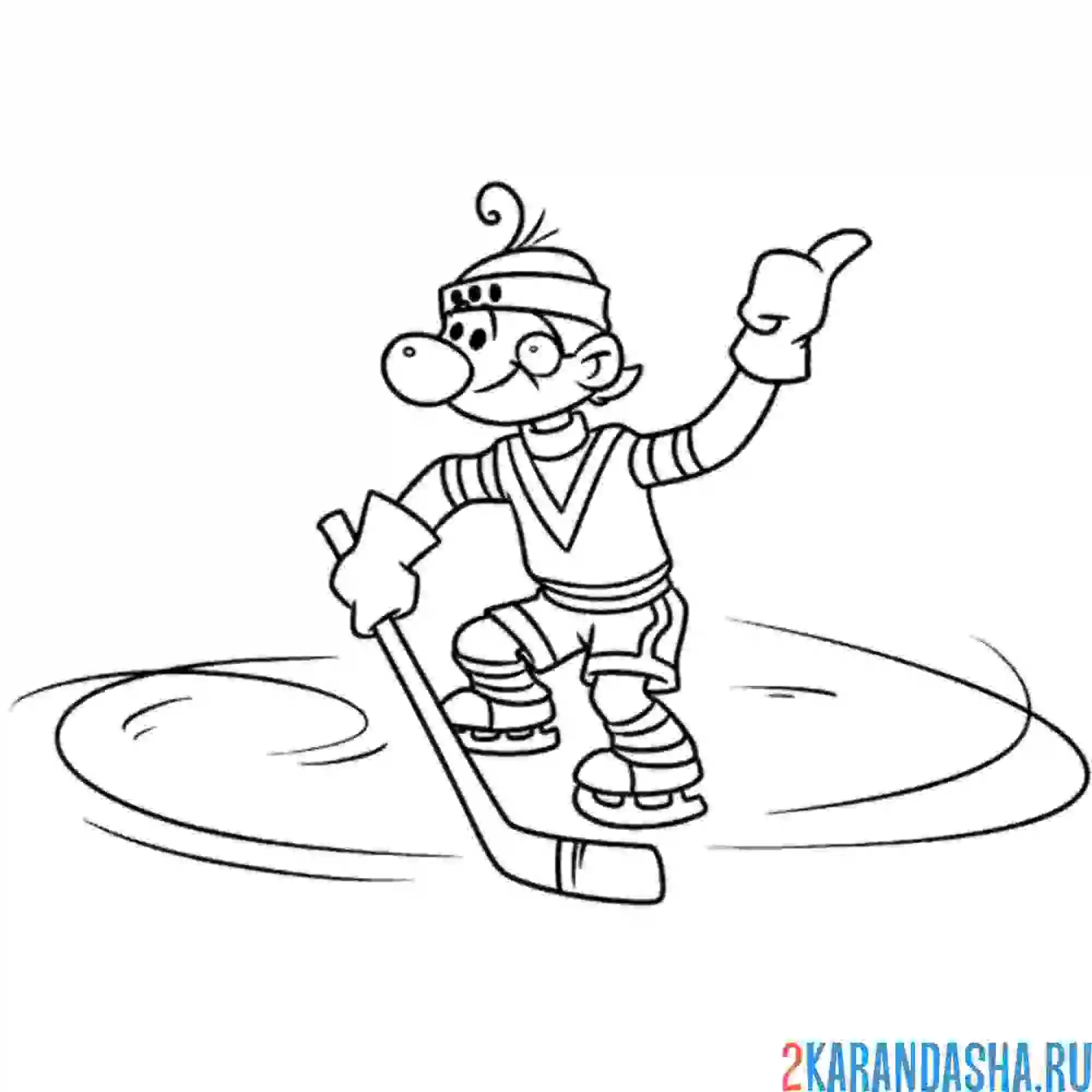 Раскраска хоккеист из мультика